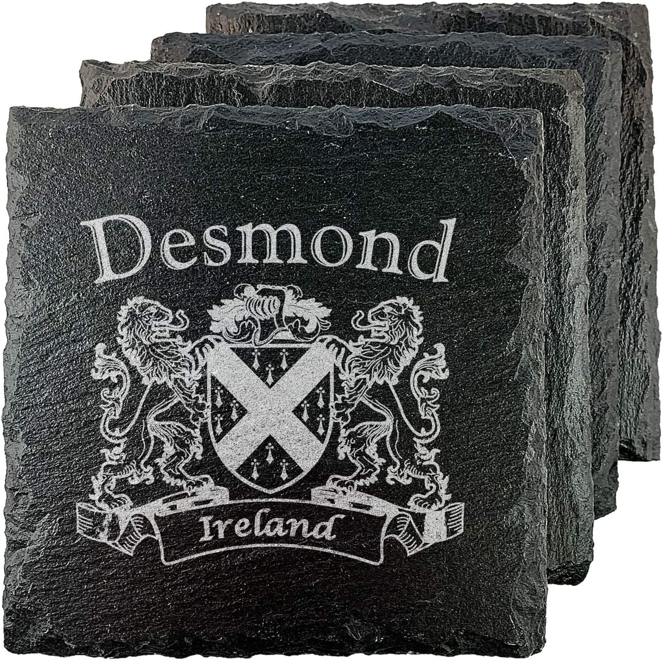 Desmond Irish Coat of Arms Slate Coasters - Set of 4