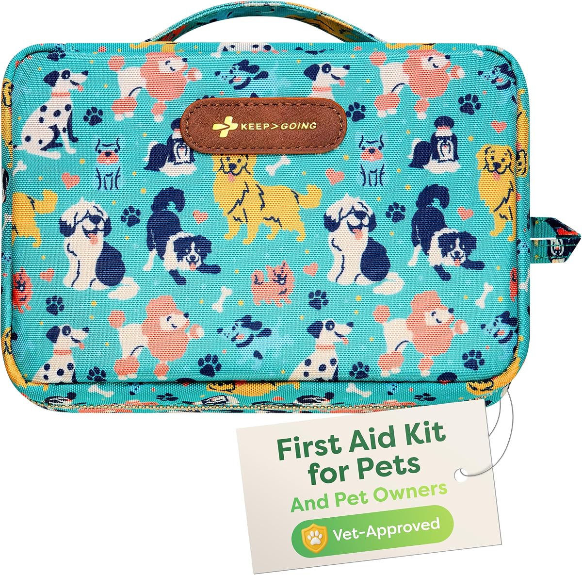 KeepGoing Pet First Aid Kit for Dogs & Cats, 99 Pc. Travel Emergency Kit | Dog & Cat Travel Accessories for Car, Camping & Hiking, Pet Essentials & Supplies