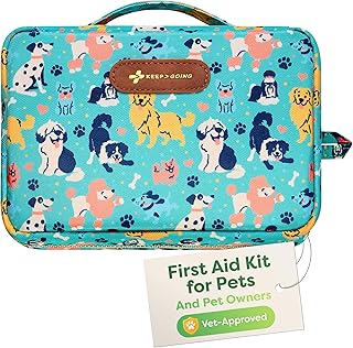 KeepGoing Dog First Aid Kit – Pet Emergency Kit for Dogs & Cats – Dog Travel Accessories for Car, Camping and Hiking