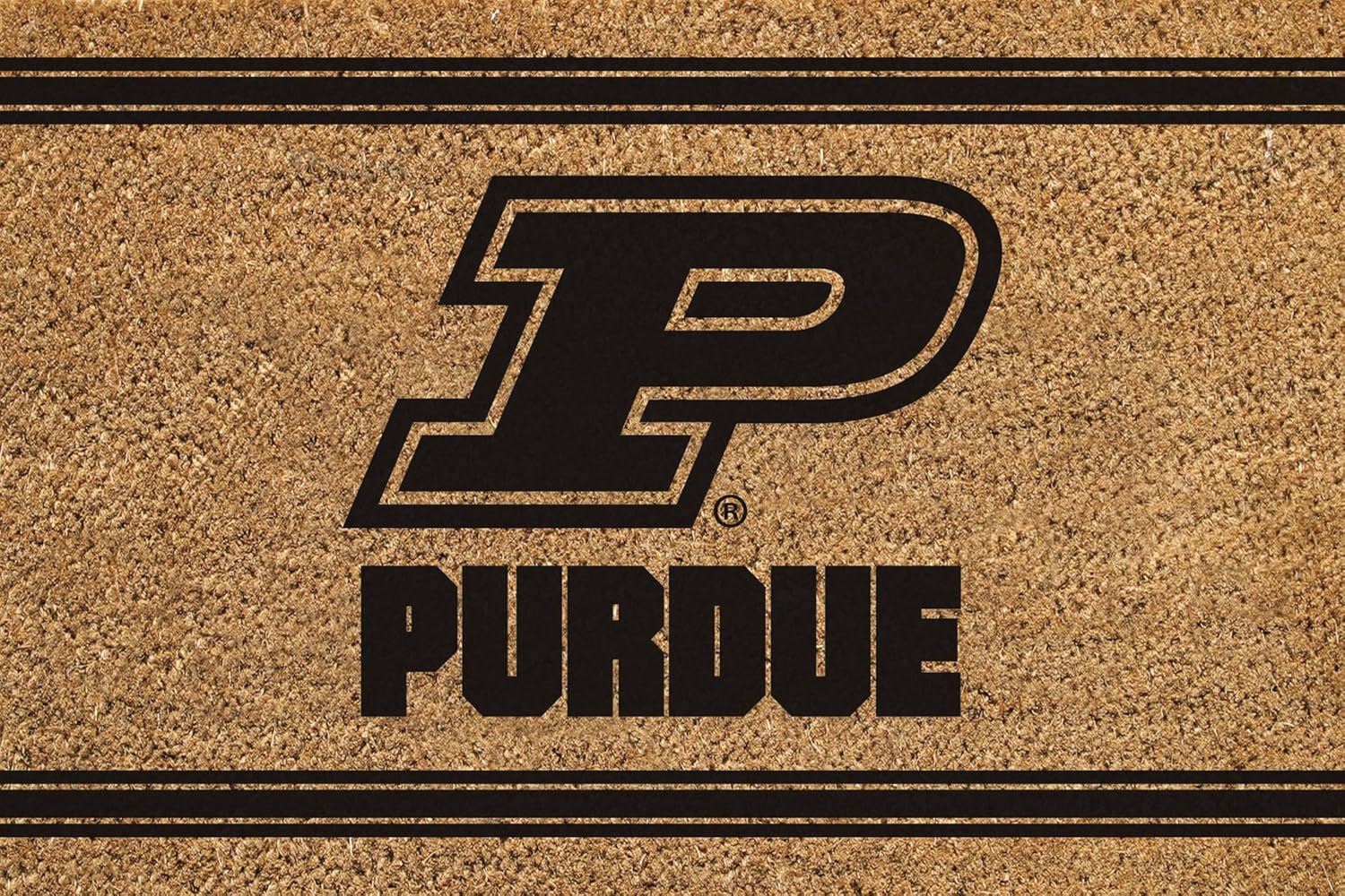 Team Sports America NCAA Purdue University Coir Doormat 36"x24", Official Full Color Team Logo, Extra Large Front Door Mat, Outdoor Indoor Entrance Rug, Non-Slip Welcome Mat for Porch Patio
