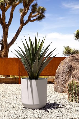 Miniatura 9 de Veradek Mason Series Lima - Juego de 3 macetas redondas para jardín o patio interior o exterior  Hecho de plástico y hormigón con agujeros de