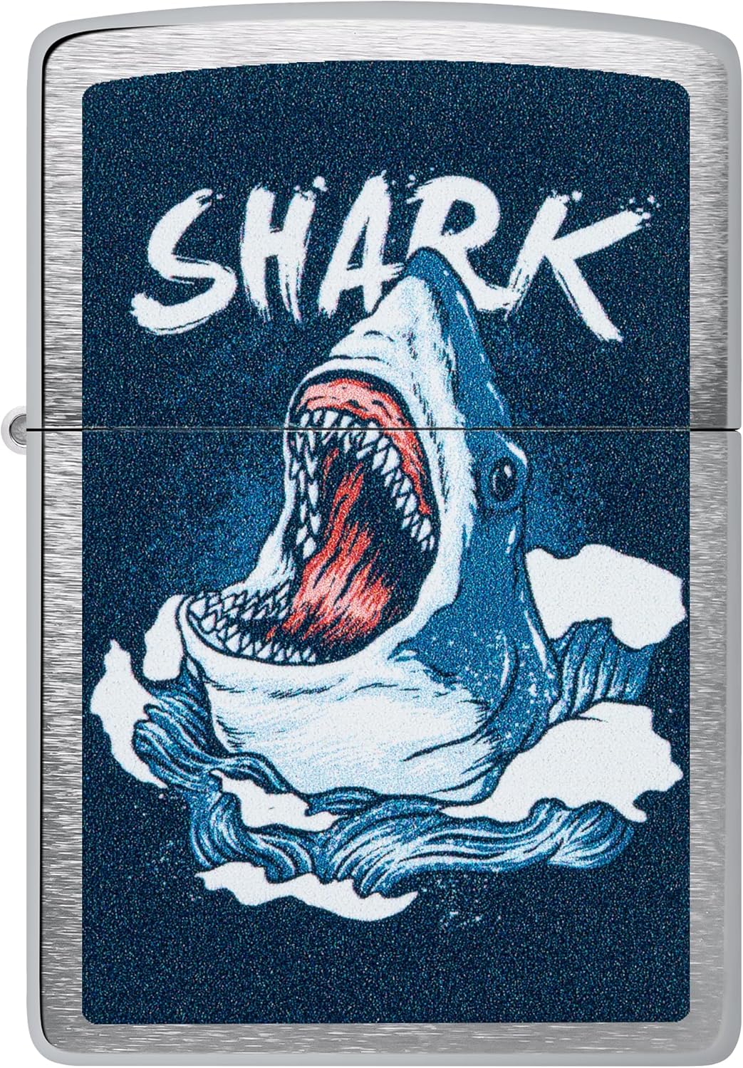 Zippo Lighter: Shark Design - Brushed Chrome 46075