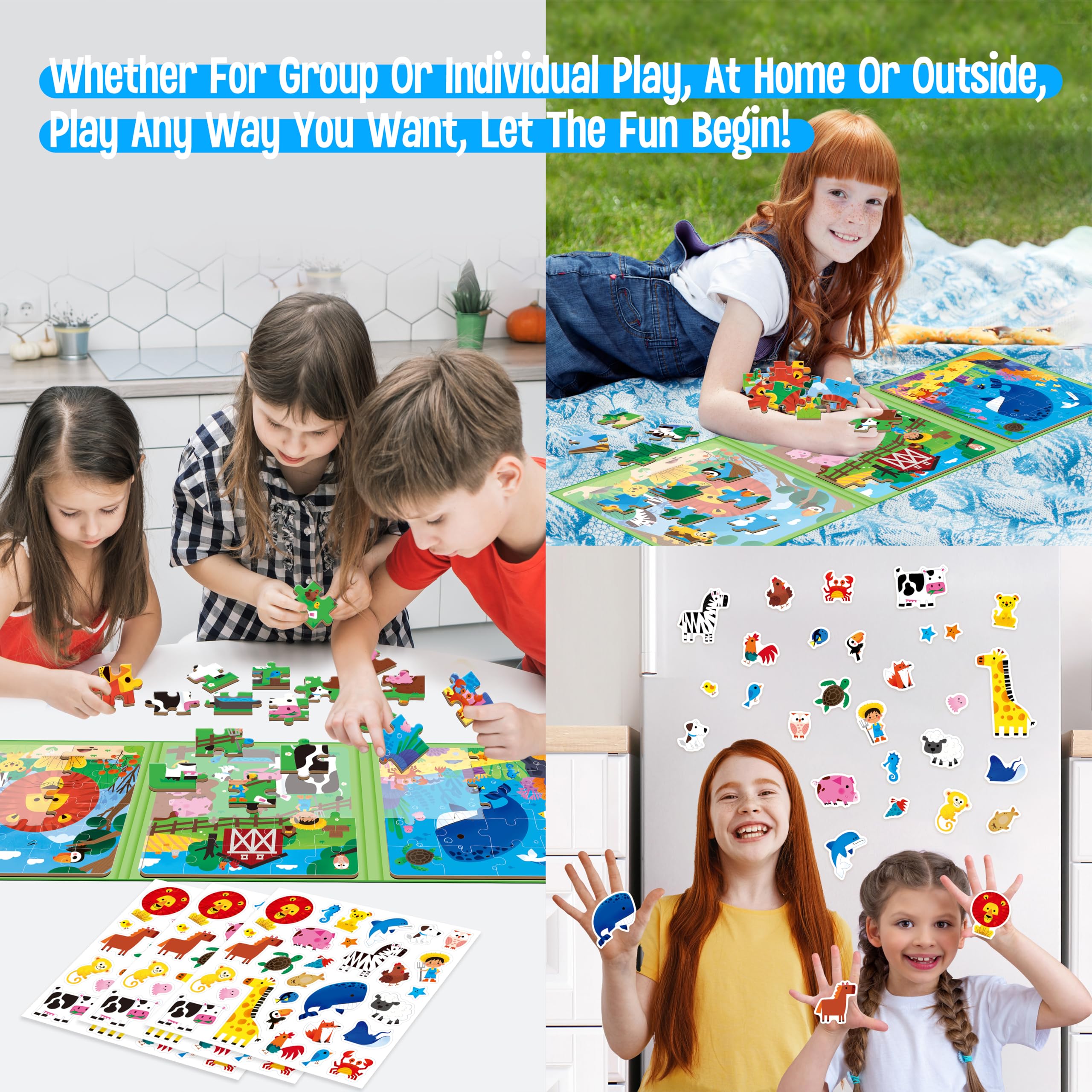 Puzzle Magnetici per Bambini 3-5 Anni, 3 Puzzle da Viaggio con 20-30 Pezzi, Giochi di Sudoku Magnetici Tema Animali