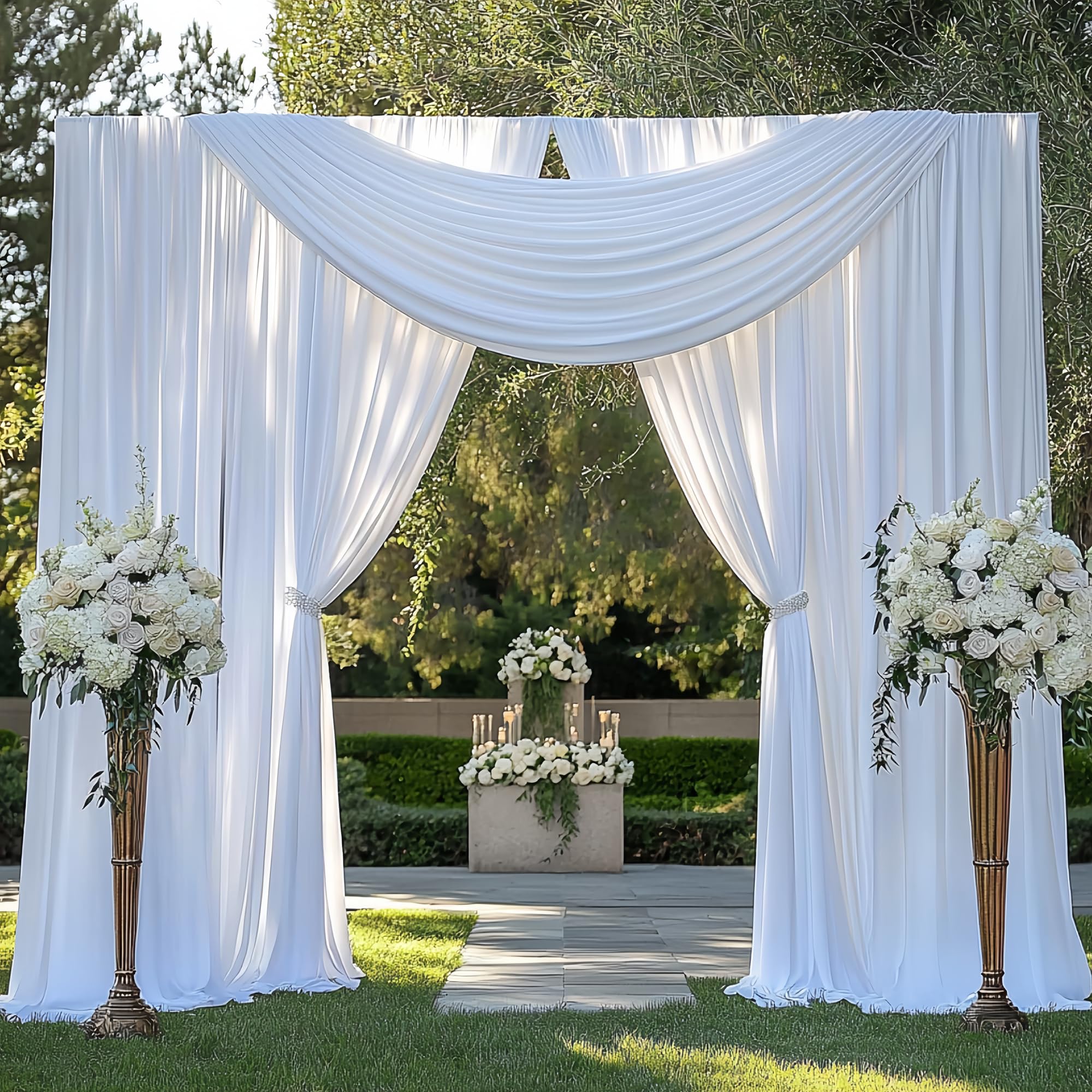 50ftx15ft White Backdrop Curtains for Wedding-Wrinkle Free Backdrops Curtain Drapes Fabric Decorations Photo Back Drop Cloth for Baby Shower