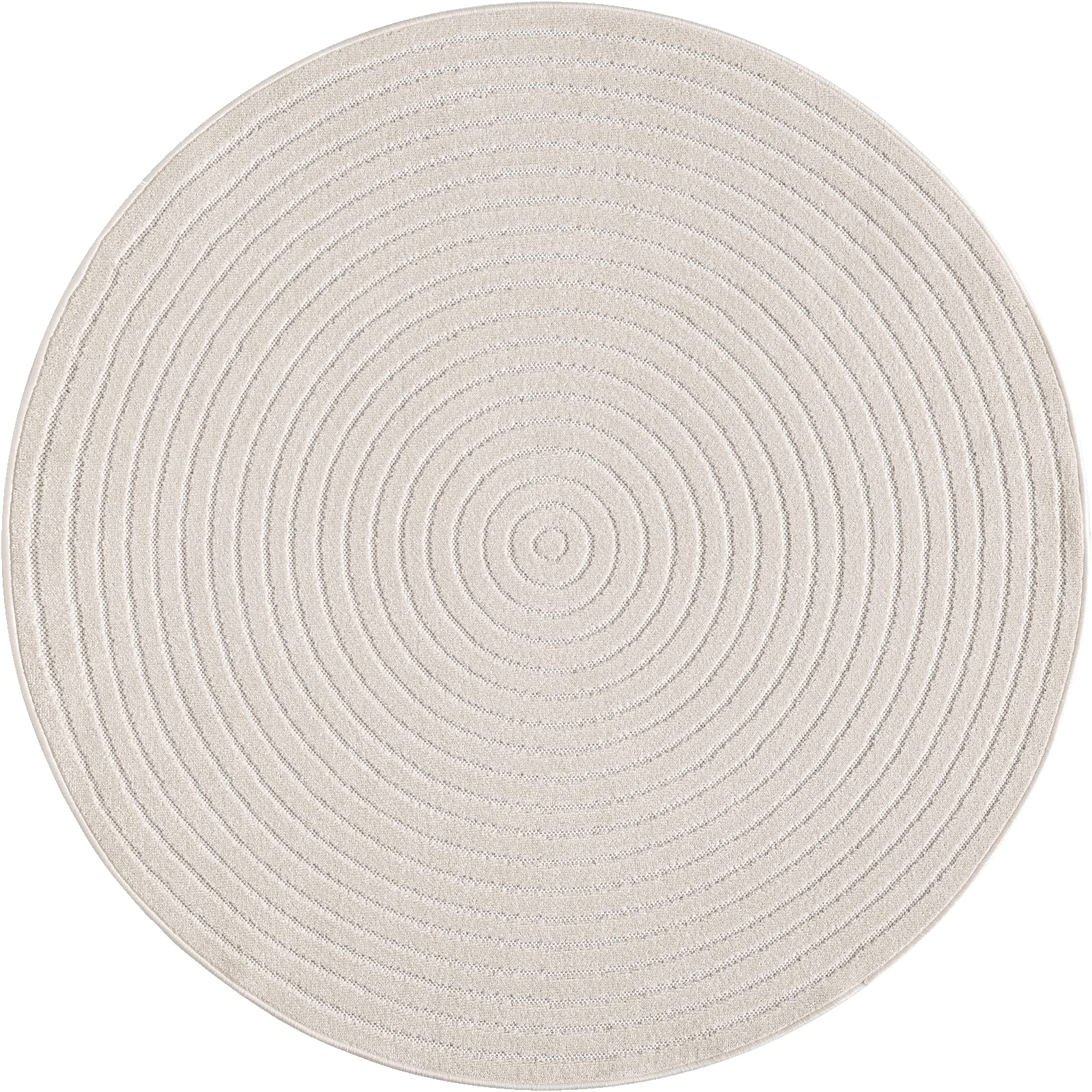 the carpet Santo Plus – Tapis d'extérieur de Haute qualité, adapté au Salon, à la Chambre et à la terrasse, résistant aux intempéries, Durable et Facile d'entretien, Crème, 160 cm Rond