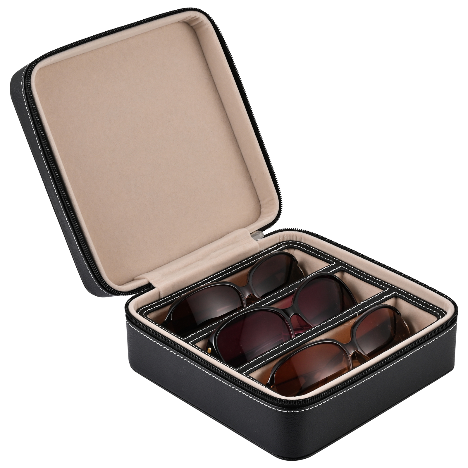 ROSELLE Eyewear Travel Case for women men, 3-Slot Eyeglasses