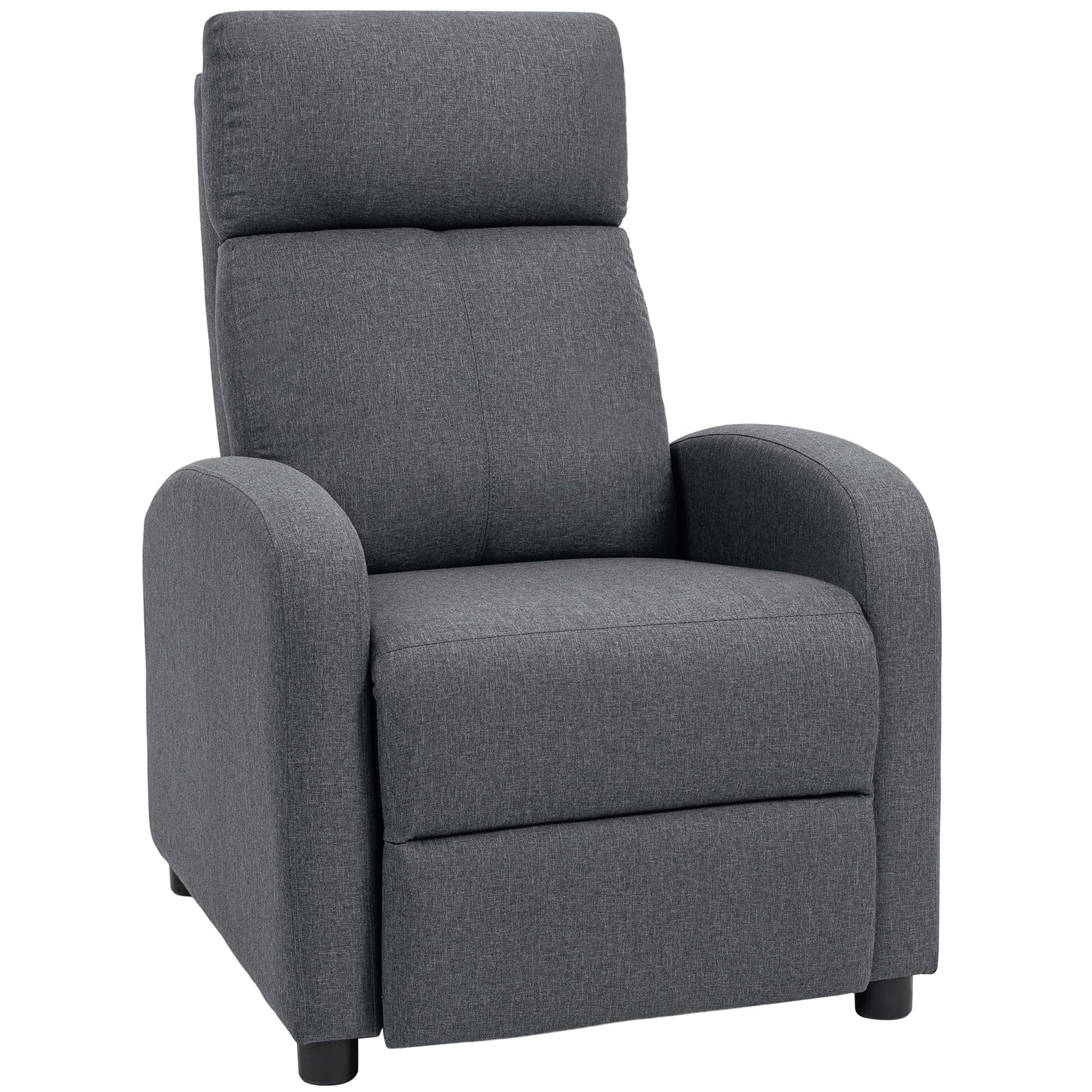 HOMCOM Poltrona Relax Imbottita con Poggiapiedi 69x87x100.5 cm Grigio | Schienale Reclinabile 135°, Poggiapiedi Estraibile, in Lino