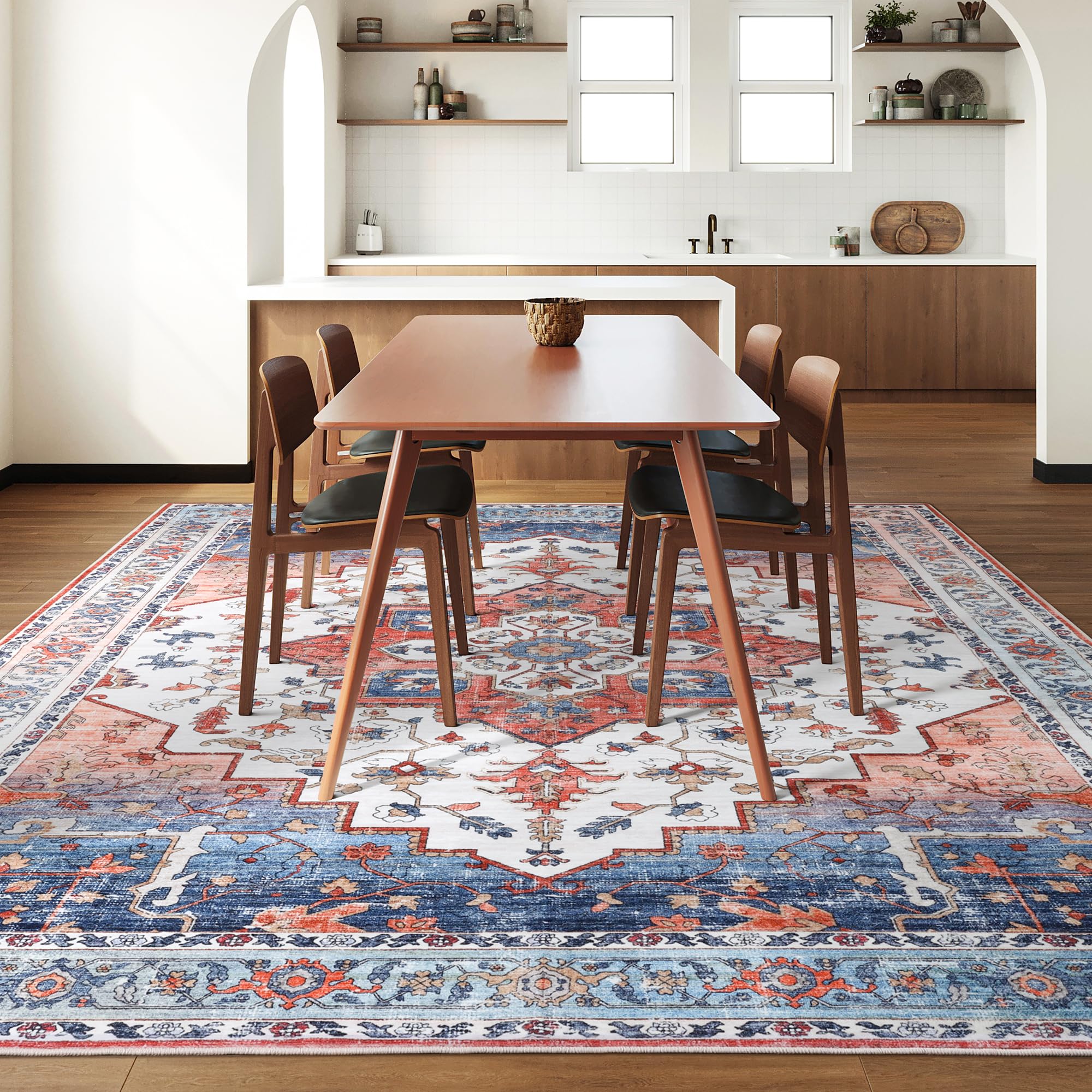 EZKLIN Washable Rug - Anti Slip 6x9 Area Rug, Machine Washable Area Rugs for Living Room, Stain Resistant Bedroom Rug (6'x9', Multi)