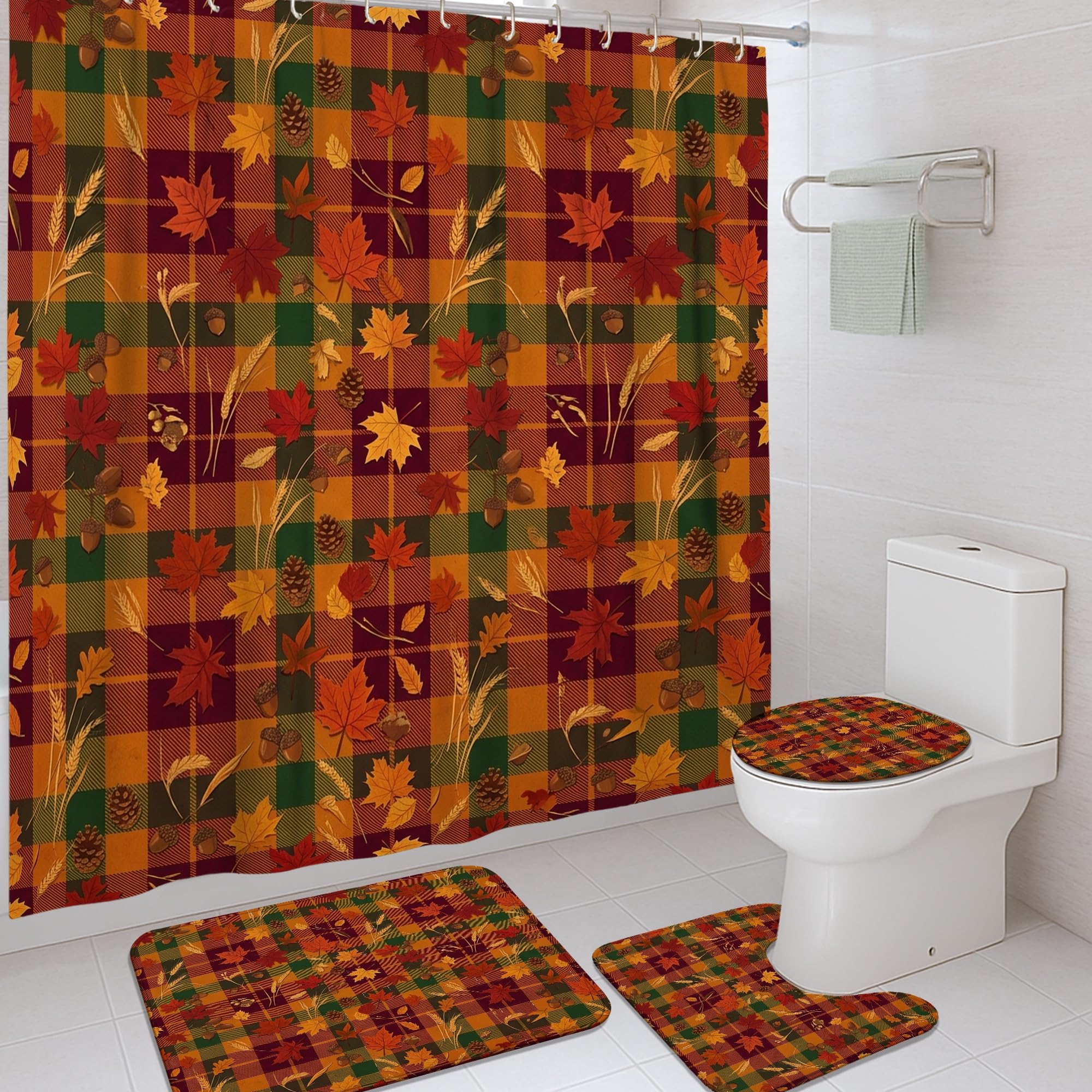 Rideau de douche automne en tissu rustique pour transformer votre salle de bain en spa de nature