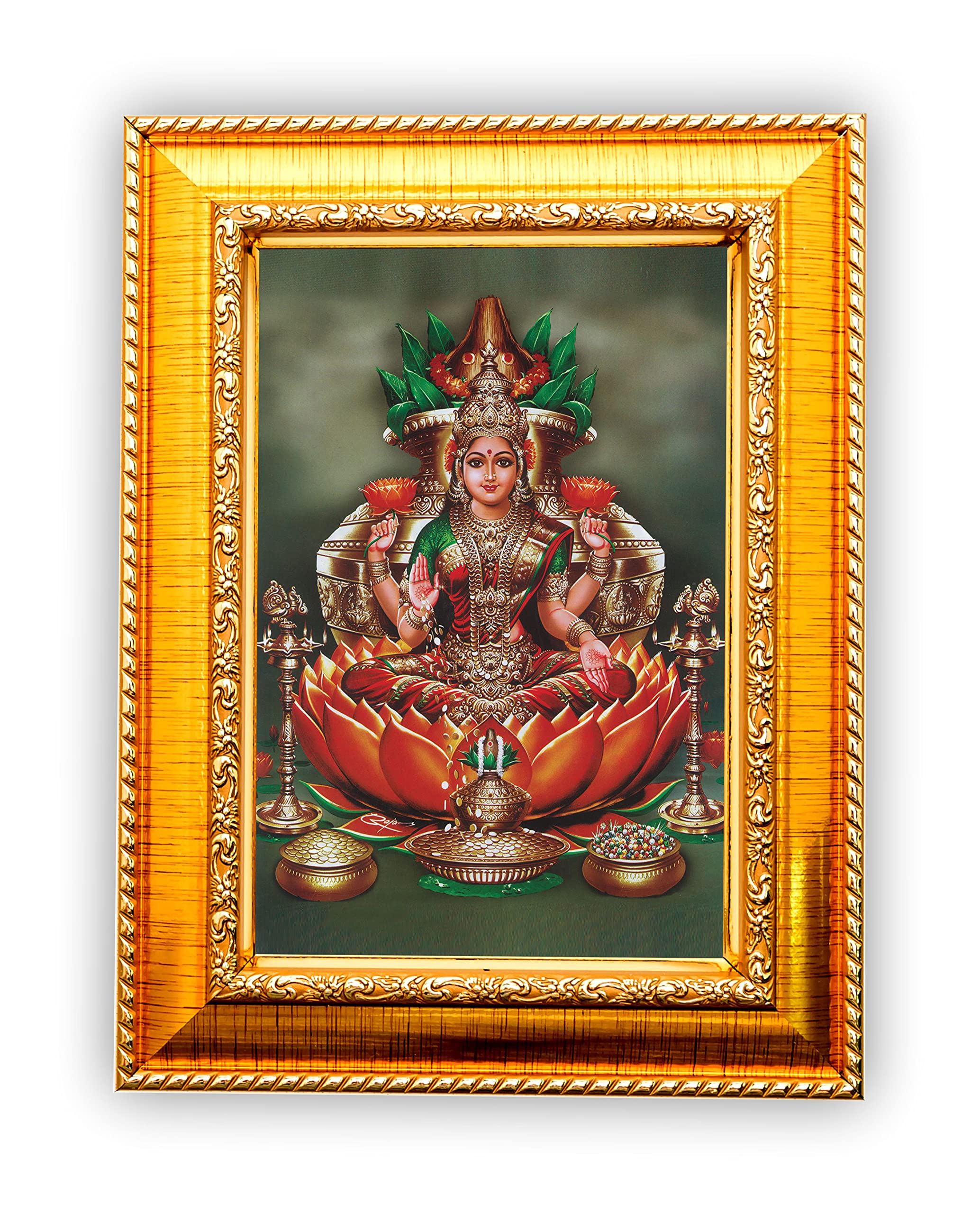 Buy Golden Gods Lord MAHALakshmi GaneshJI HD Photo Frame, LaxmiJI Photo