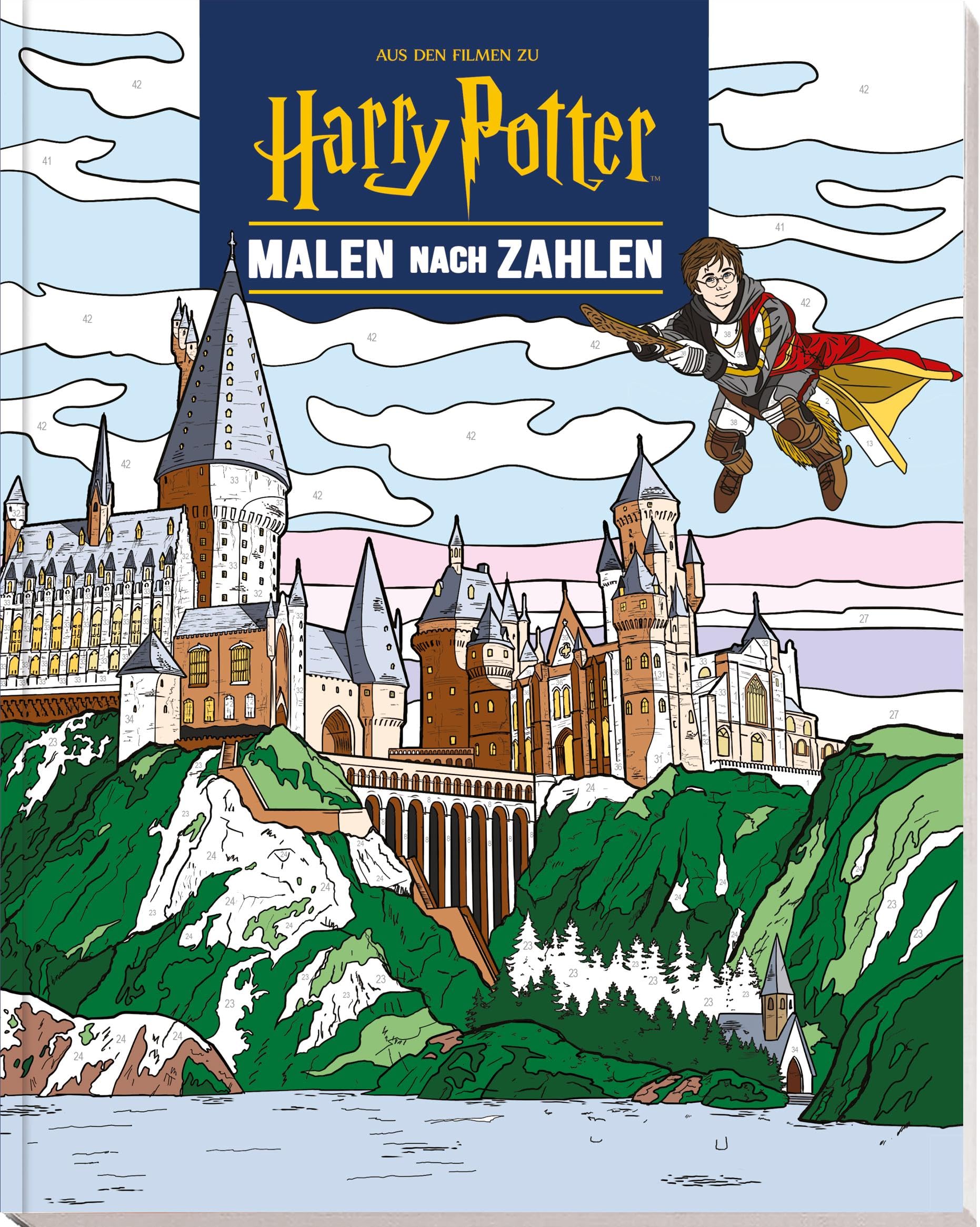 Aus den Filmen zu Harry Potter: Malen nach Zahlen: Malbuch mit Farbübersicht auf Ausklappseite