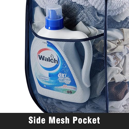 Miniatura 81 de Cesta de malla desplegable para ropa sucia con asas duraderas - Cesta plegable portátil para dormitorio, baño y viajes (azul, paquete de 3 unidades)