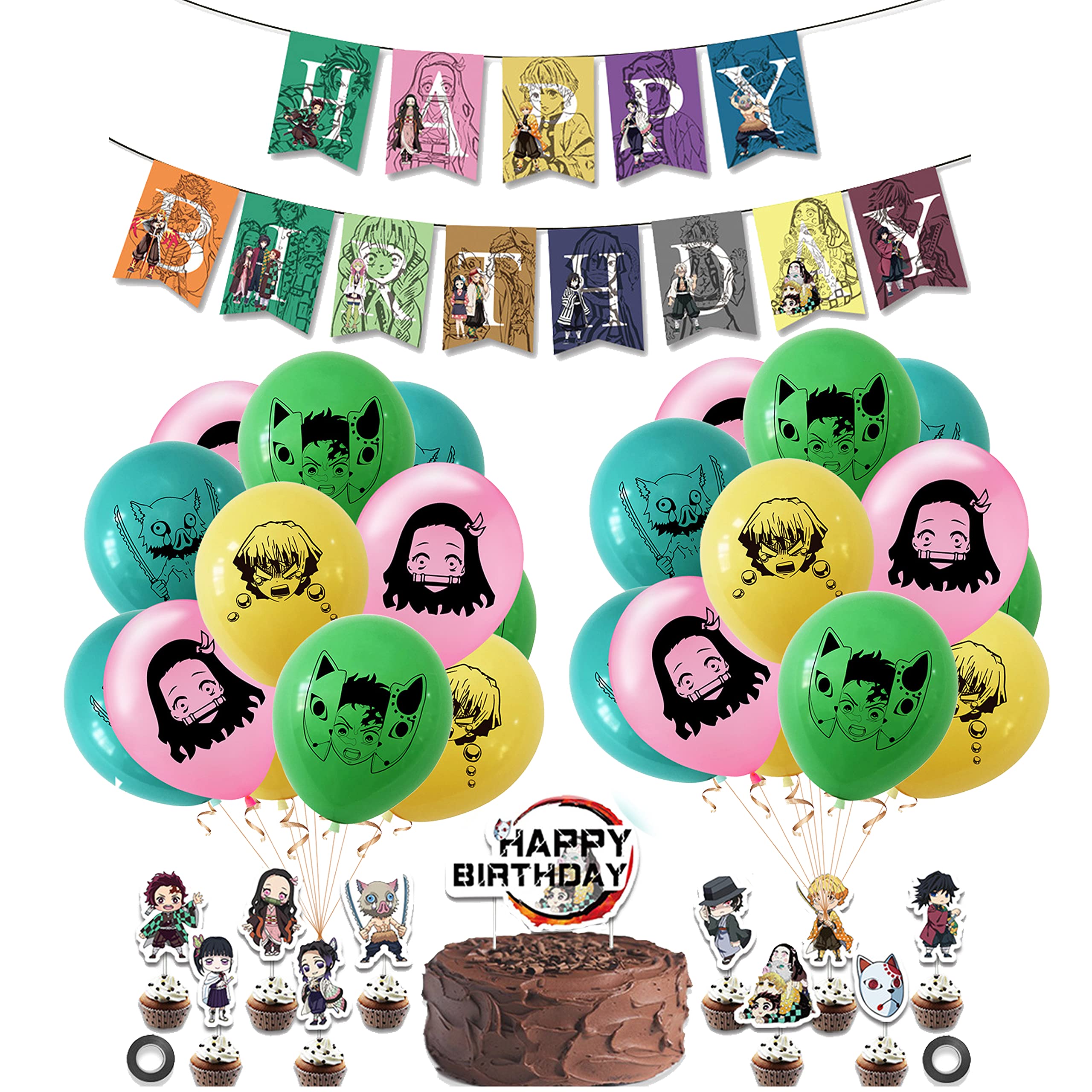 Demon Slayer Nezuko Theme Children's Birthday Party Decoration Balloon Anime Latex Boy Girl