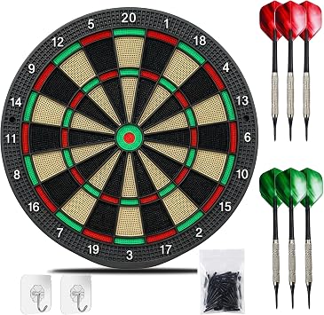 Dart Board Safe Soft Dart Table Set | 6 15g Darts + Non-Scratch Hooks + 100 Replacement Tips for Family Fun Indoor Game