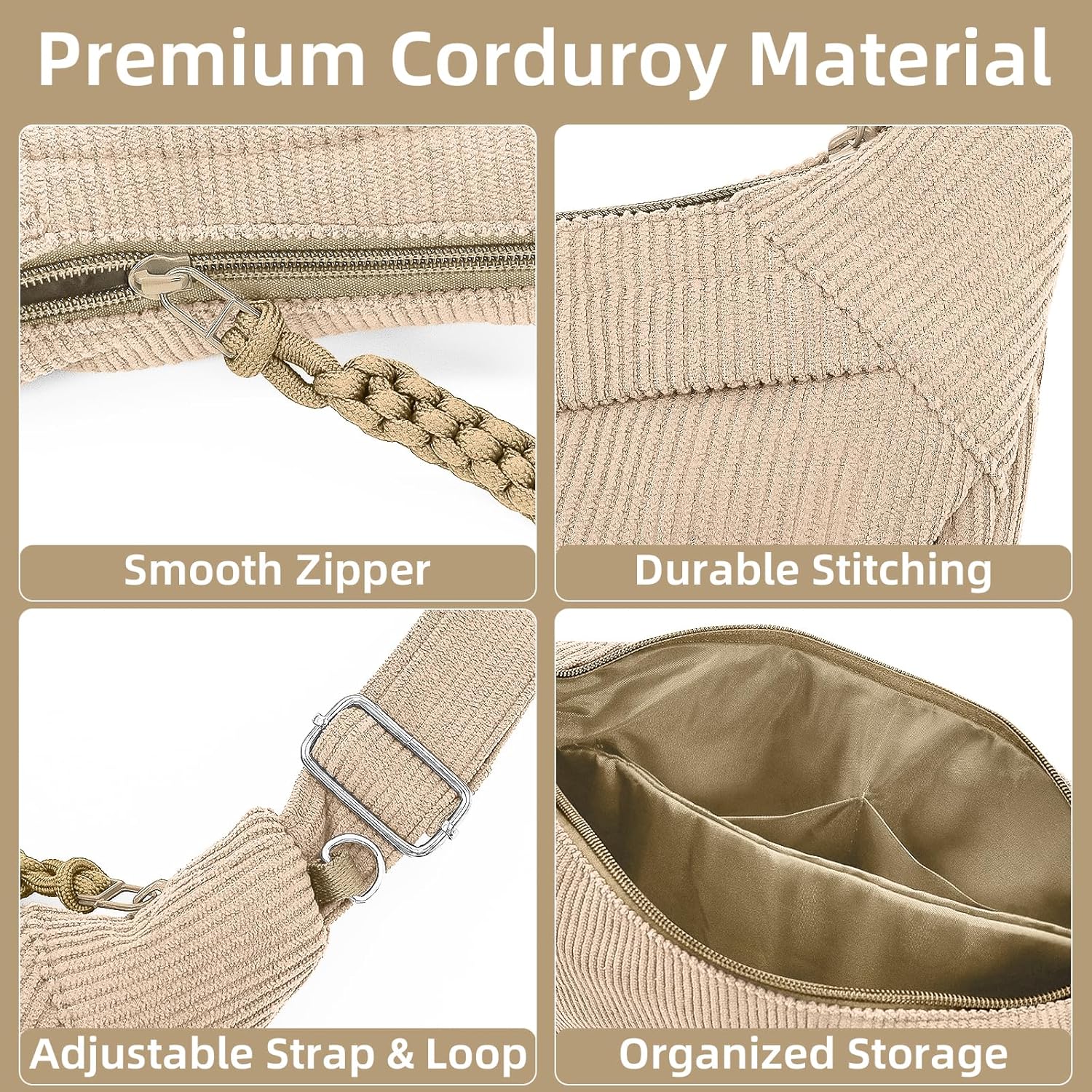 Crescent Crossbody Bag for Women, Casual Sling Dumpling Purse with Adjustable Strap - Image 4