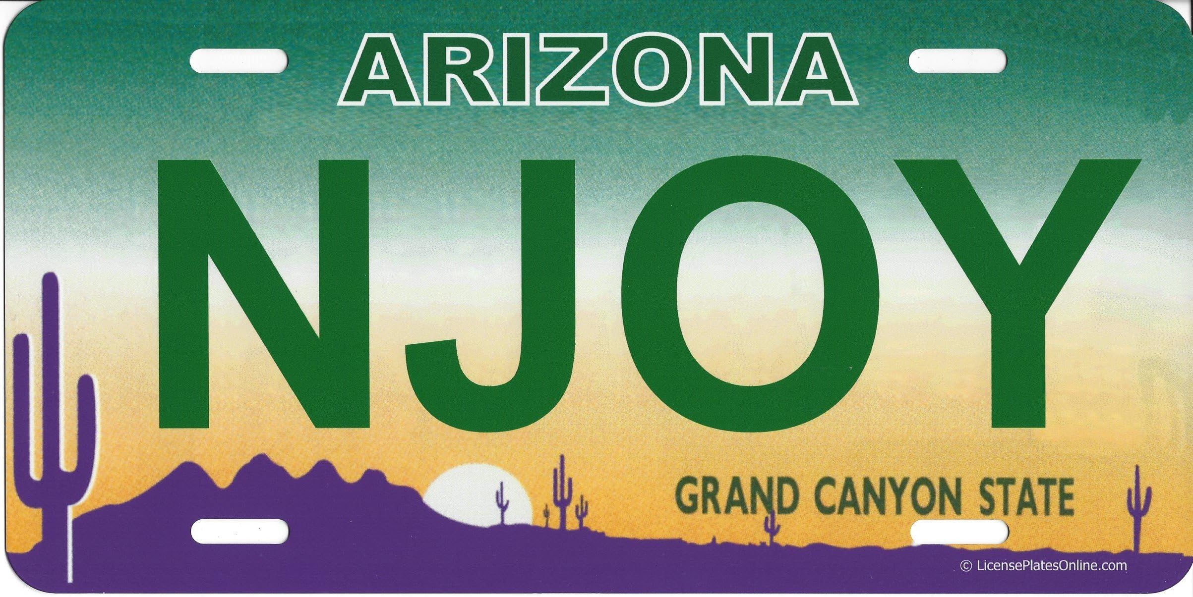 Arizona NJOY Photo License Plate Free Personalization on This Plate