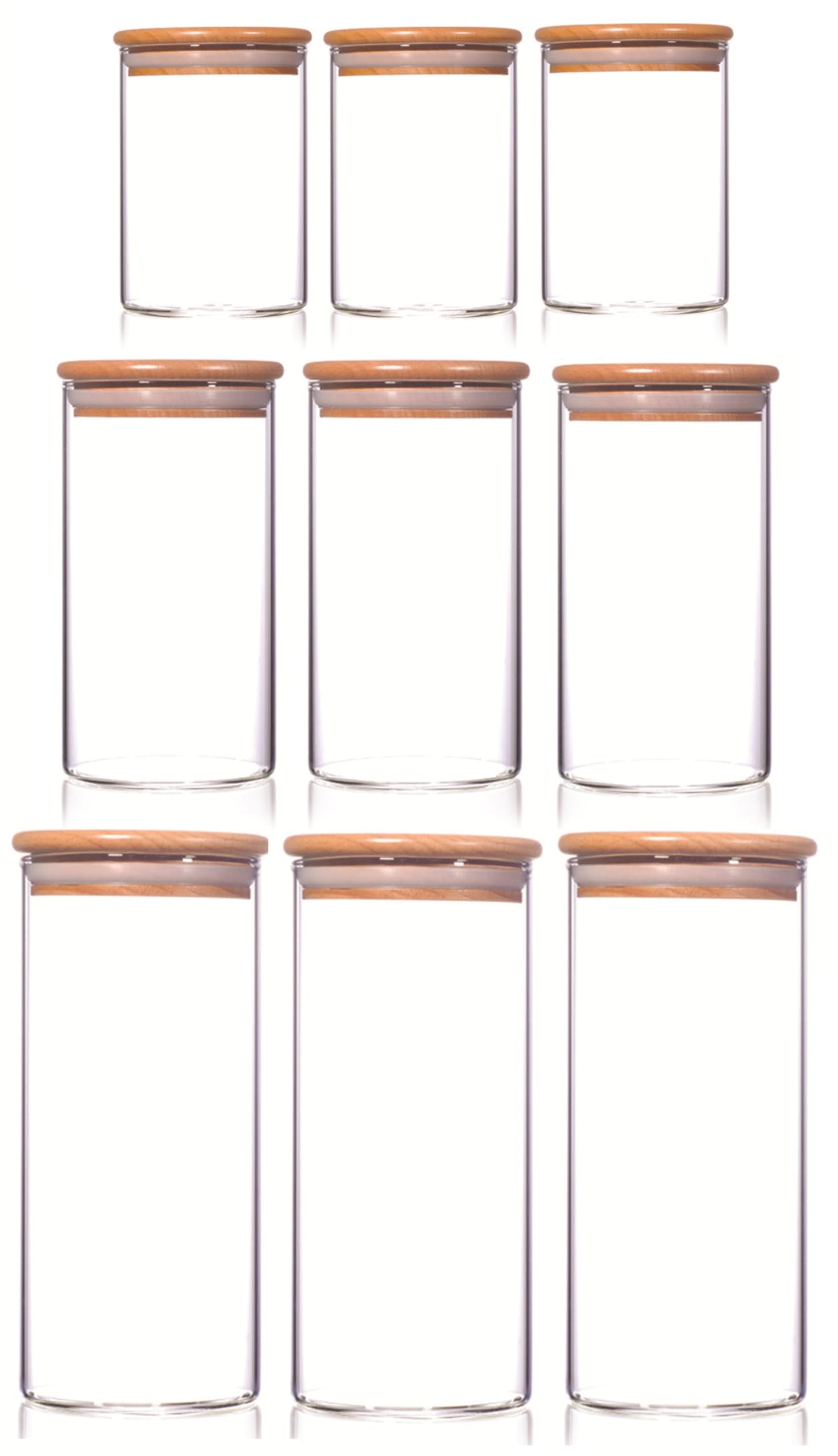 Print Maniacs Transparent Glass Storage Jar Set With Bamboo Lids Airtight Kitchen Containers For Pantry Organisation Coffee Sugar Tea Pasta Rice Clear Glass Canisters Food Storage Jars Multiple Size Set
