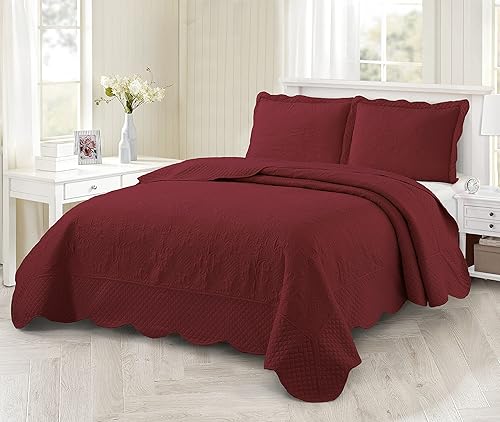 Miniatura 2 de BOREA King Size Quilt Bedding Set Red Bedspreads - Bed Summer Quilt Lightweight Microfiber Bedspread- Classic Pattern Bedding Coverlet for All