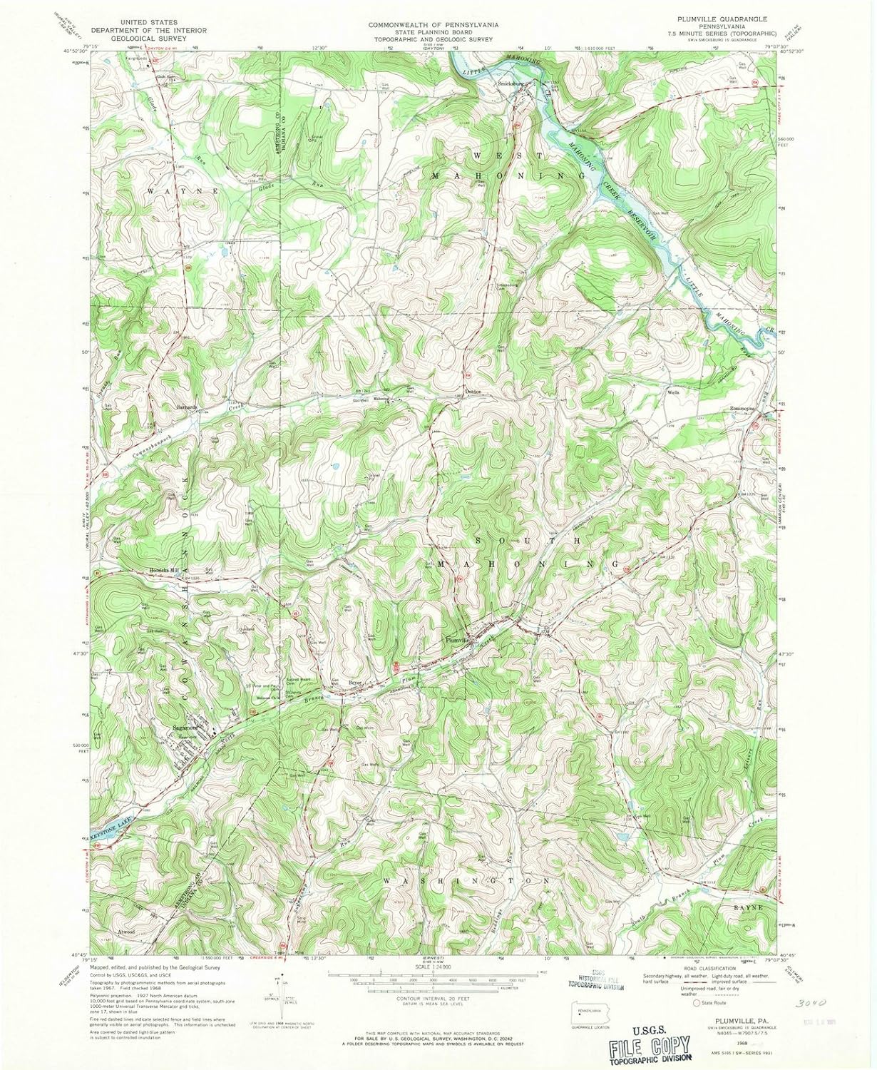 Pennsylvania Maps 1968 Plumville, PA USGS Historical