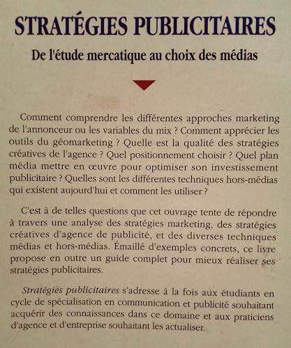 Stratégies publicitaires. De l'étude mercatique au choix des médias