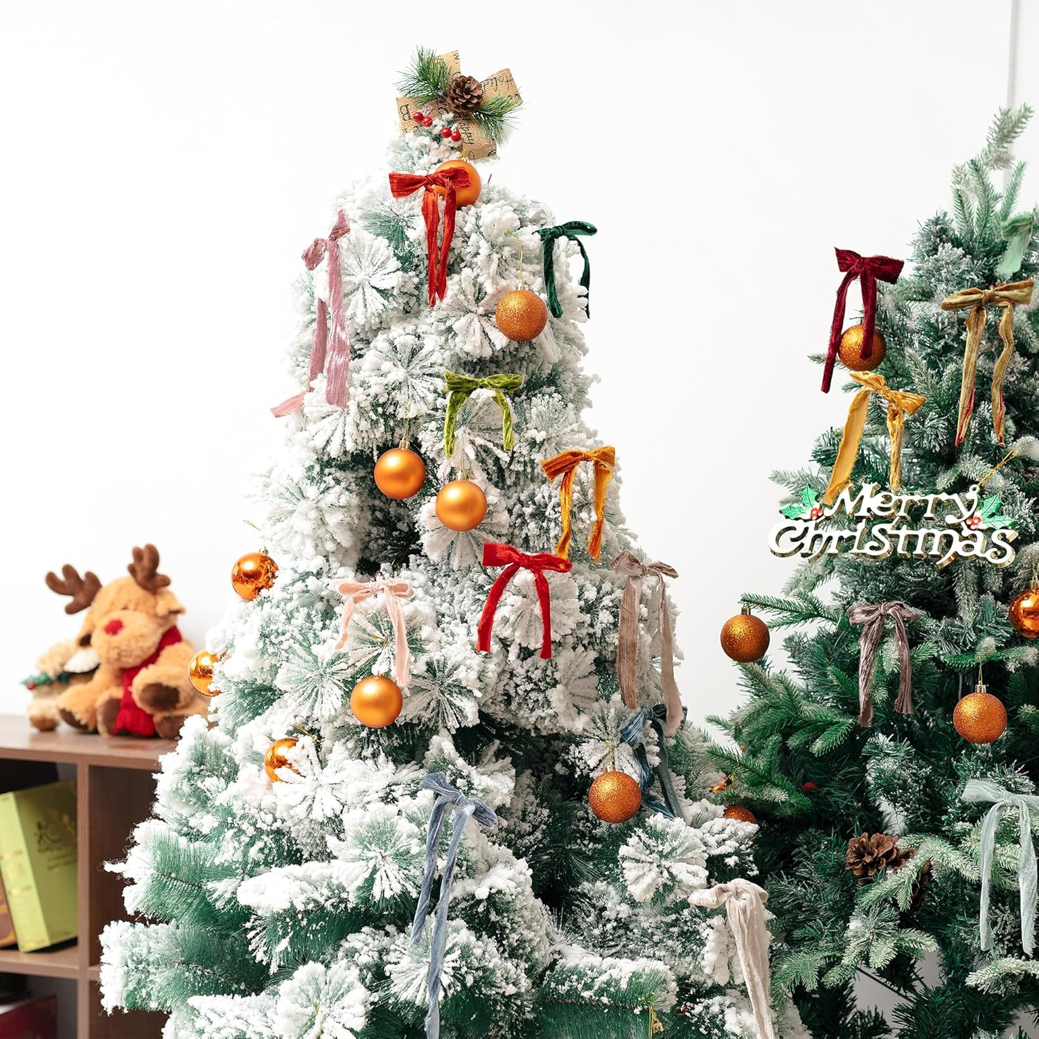 Dusty Blue Velvet Ribbon 1-1/2 Inch x 6 Yd Crinkled Handmade Frayed Vintage Ribbons for Christmas Gift Wrapping Tree Home Decor Wreath Craft Ornaments