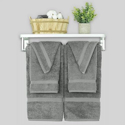 Miniatura 2 de Chakir Turkish Linens Toallas turcas 100% algodón prémium para baño, 2 toallas de baño, 2 toallas de mano, 2 toallas pequeñas (juego de toallas de 6