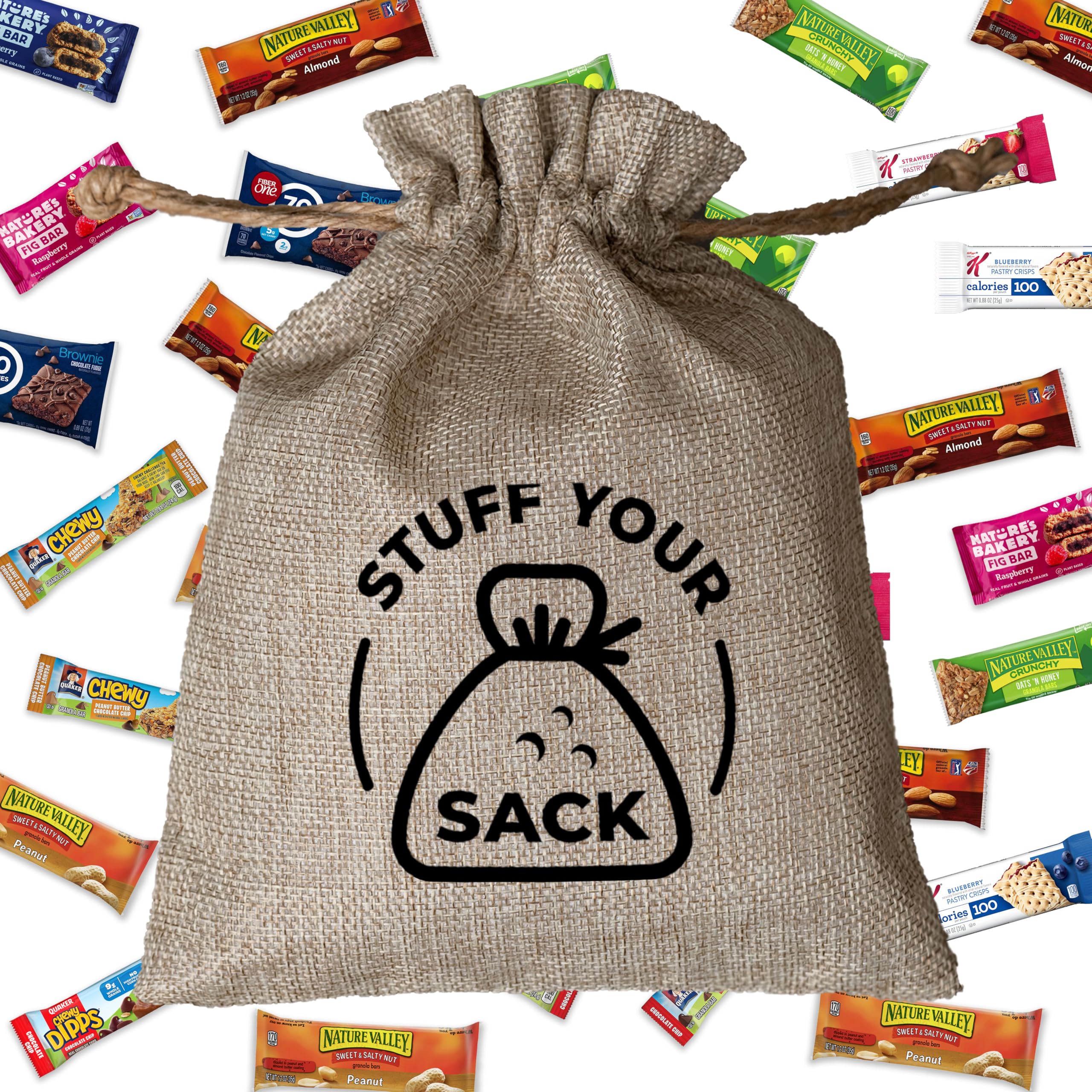 Snack Bar Variety Box – 50 Count Protein and Energy Bars Assortment – Individually Wrapped Breakfast, Meal Replacement & Snack Bars by Stuff Your Sack