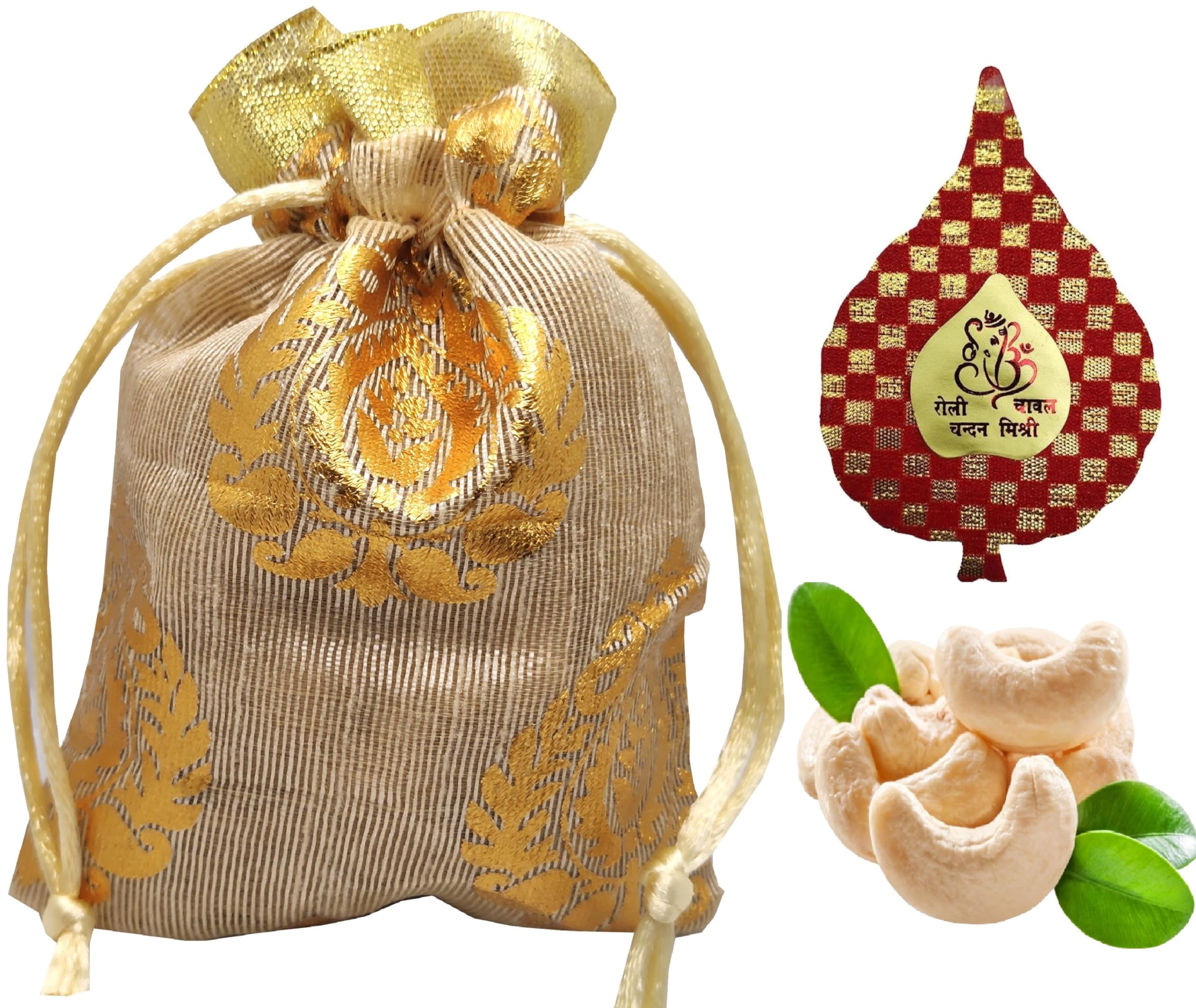 Bhai Dooj Gift Cashew Potli 100gms with Bhai Dooj Silk Thread, Roli, Chawal, Chandan, Mishri in a Special Pack (B0CJK2DQNZ) Amazon Price History, Amazon Price Tracker