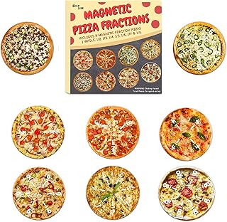 Magnetic Pizza Fractions, Fraction Games for Kids, Early Math Skills, Counting & Math Toys, 36 Pieces, Ages 6+ (Upgraded Version)