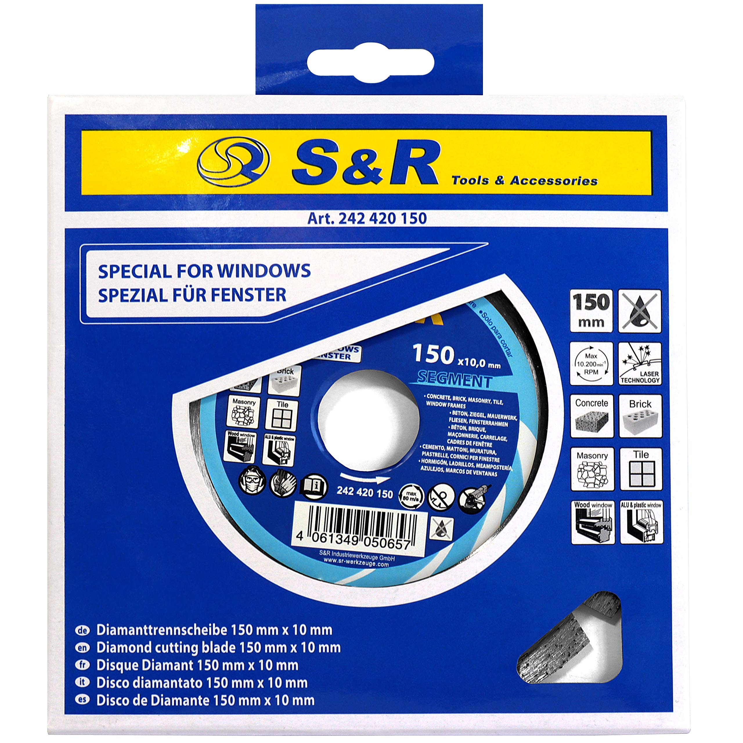 S&R Diamentowa tarcza tnąca 150 mm, segment, do renowacji okno, aluminiowych, drewnianych, plastikowych, betonu, cegły, płytek