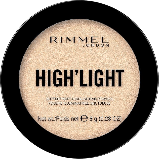 Rimmel Highlight trwały i lekki rozświetlacz do twarzy o ultradrobnej i pudrowej konsystencji, nie obciążający skóry  001 Stardust