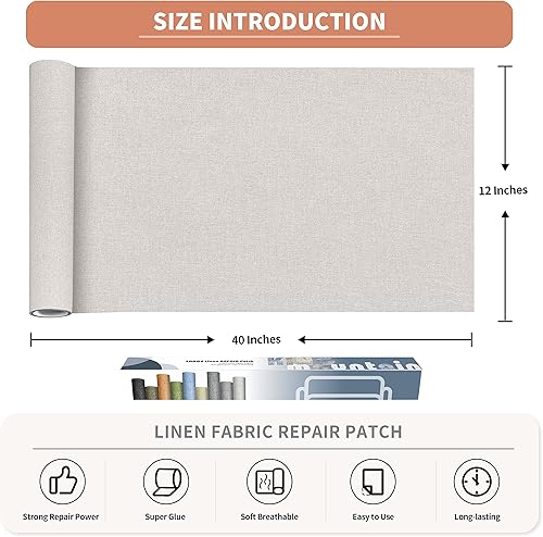Vista 403 de Parches de reparación de lino grueso, parches de tela de lino autoadhesivos, 8 x 11 pulgadas, 2 unidades, multicolor, se pueden utilizar