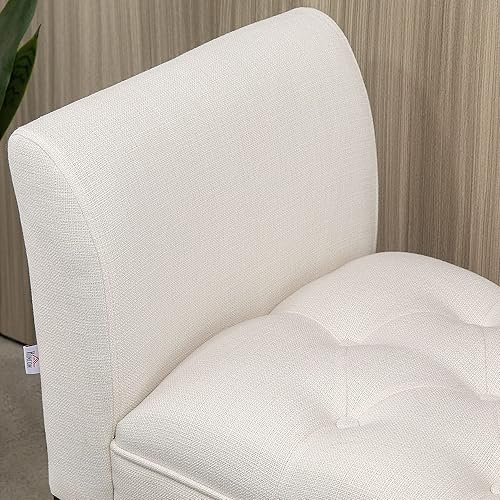 Miniatura 9 de HOMCOM Banco de pie de cama con diseño capitoné de botones, banco de entrada tapizado para dormitorio con brazos y patas de madera maciza para