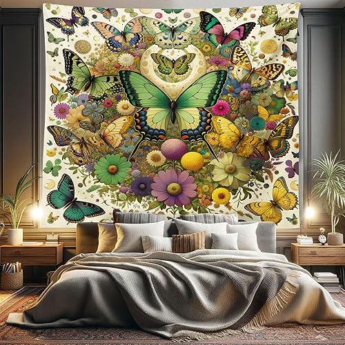 Miniatura 411 de Ambesonne Tapiz gótico, patio con hiedra encantada en la puerta antigua al bosque, colgante de pared ancho para dormitorio, sala de estar, 2-Verde