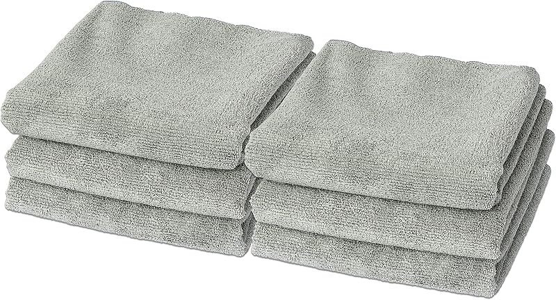 Eurow Toallas de gimnasio de microfibra, súper absorbentes y de secado rápido, toallas de sudor para fitness, deportes, yoga, entrenamiento, sauna, cara y equipo, suaves y reutilizables, 16 x 27 pulgadas, paquete de 6, gris