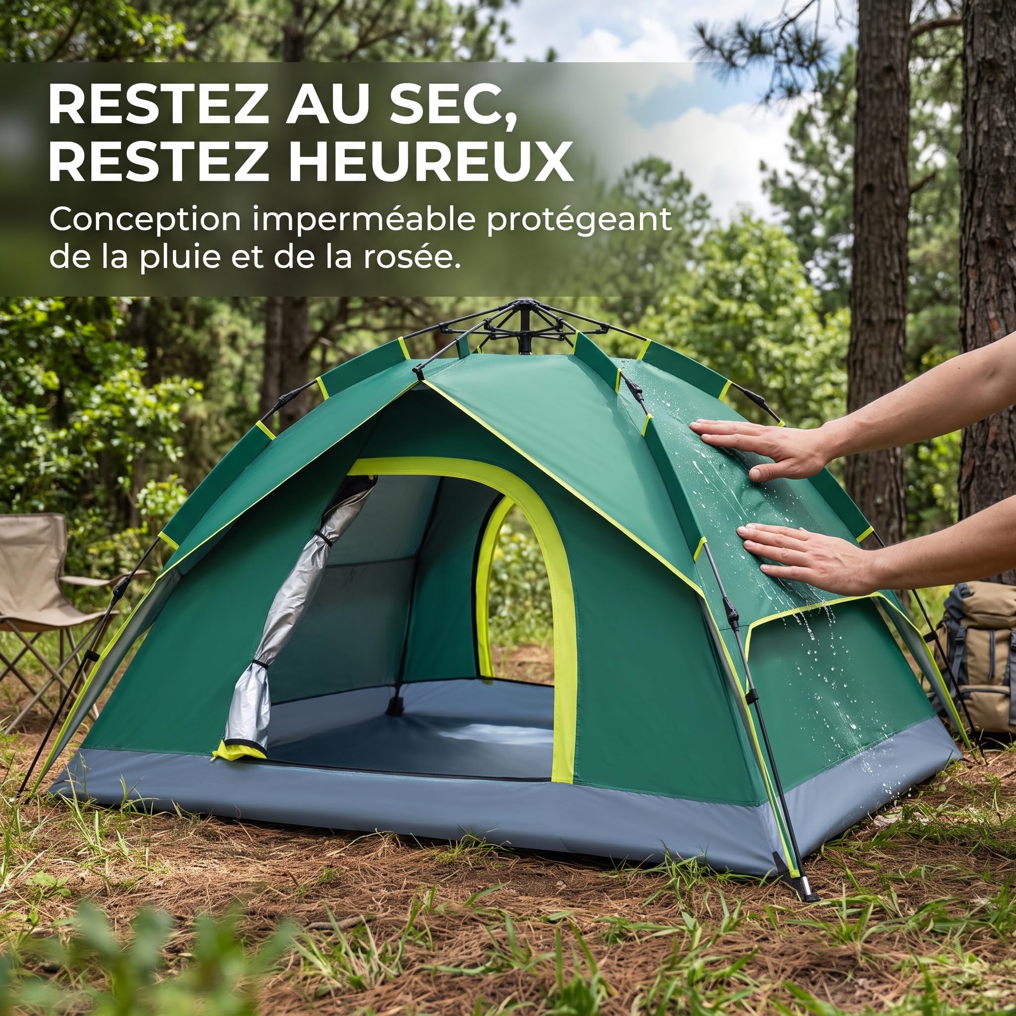 Zelt für 3-4 Personen – Automatisches Camping Zelt, Wasserdichtes Kuppelzelt für Outdoor-Abenteuer