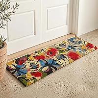 Vista 15 de Fab Habitat Felpudo extra grueso, tejido a mano, duradero, fibra de coco natural, entrada, puerta delantera, porche, patio, cursiva Hello azul