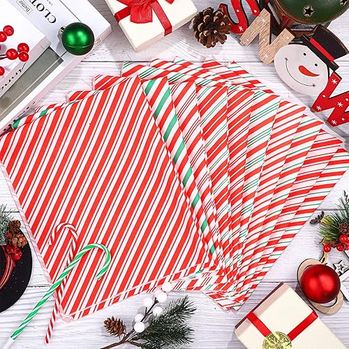 Miniatura 7 de 10 paquetes de tela de Navidad para coser, tela de algodón roja y verde, tela de impresión de bastón de caramelo cuadrado para costura de retazos,