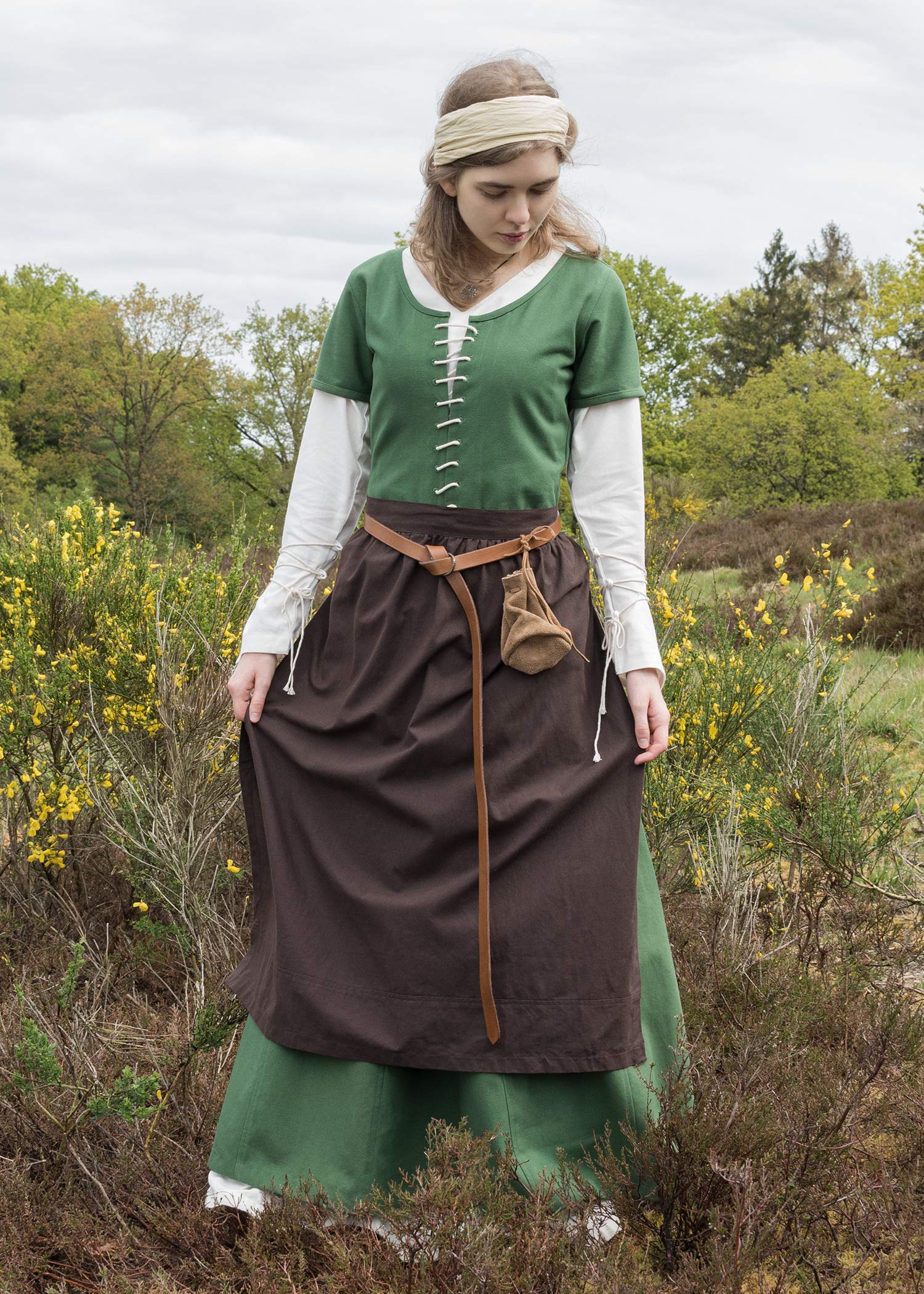 Battle-Merchant - Grembiule medievale lungo da donna - cotone - ideale per costumi medievali o vichinghi, giochi di ruolo dal vivo (LARP) - taglia unica - lunghezza 80 cm