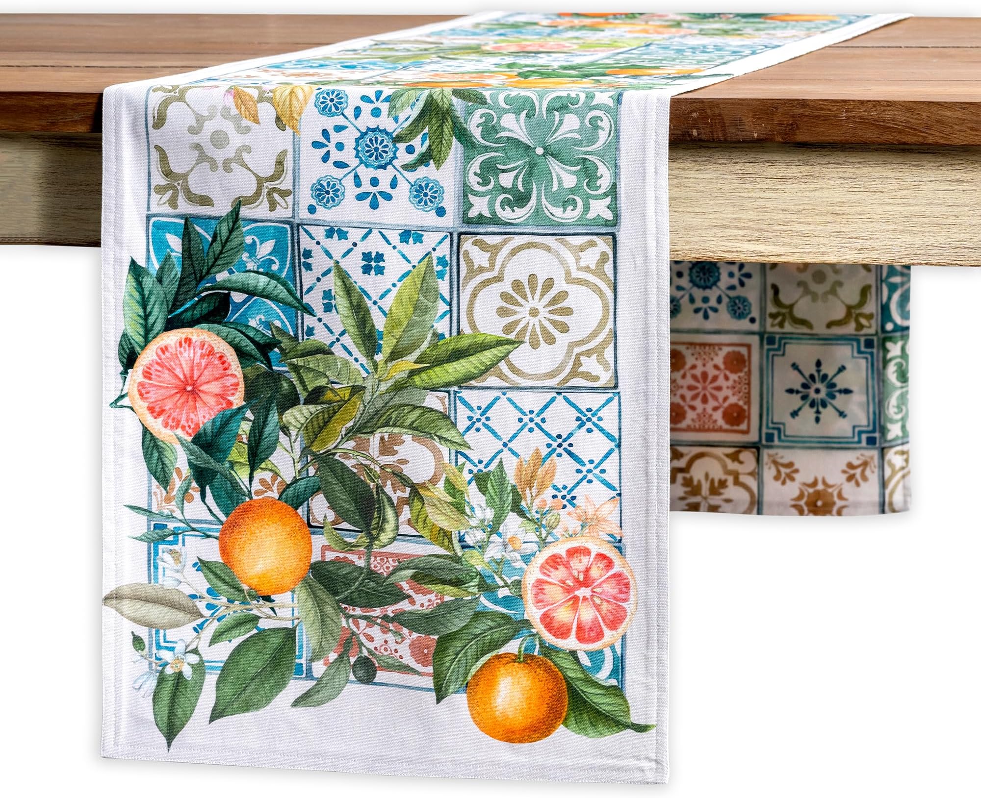 Maison d' Hermine Table Runner 100% Cotton Double Layer Table Runners 108 inches Long Decorative for Home Kitchen Dining Party Easter Decorations Spring Summer (Agrume)