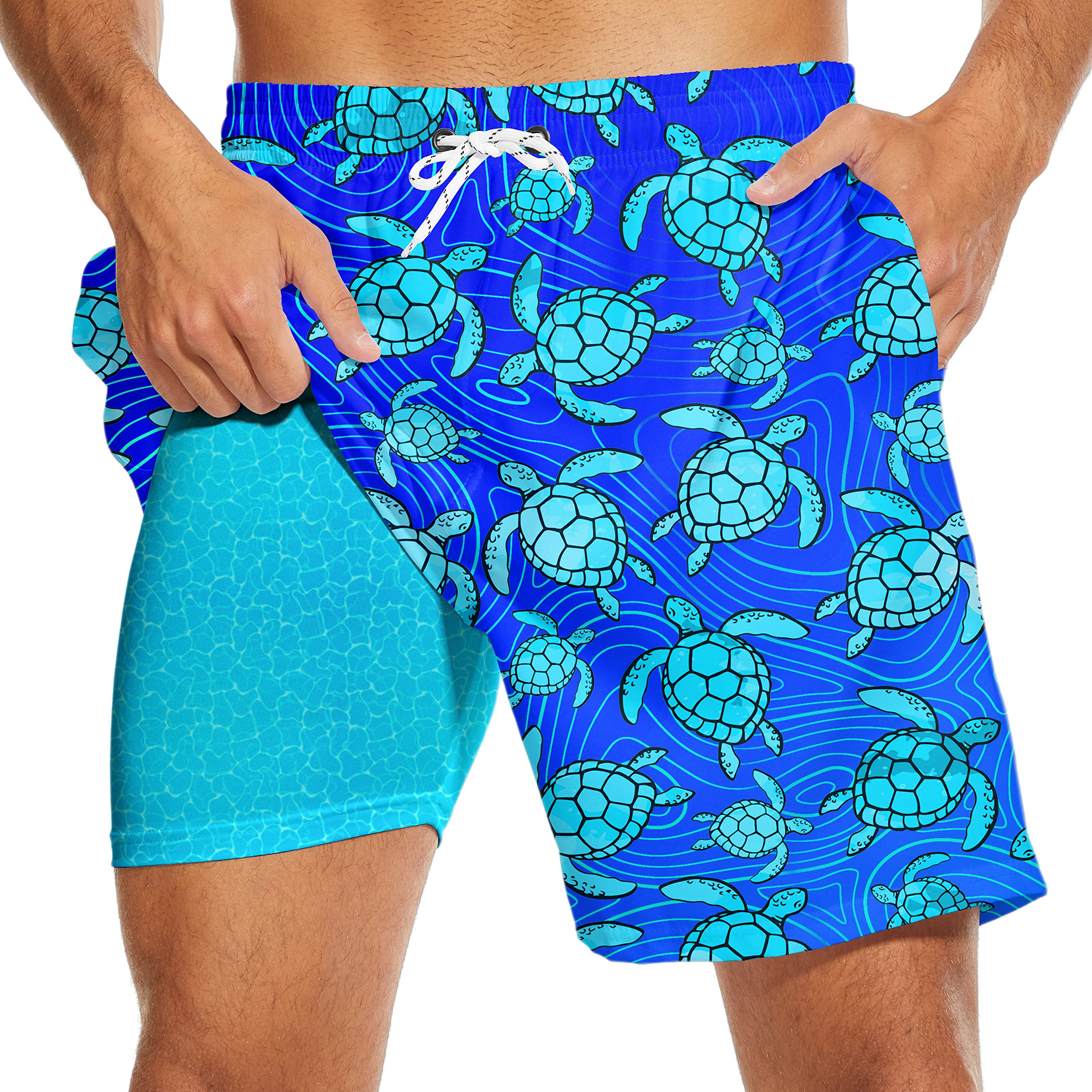 BONLOR 80s Shorts for Men 90s Swim Trunks Retro 80s Summer Party Shorts 90s Shorts Quick Dry Swimming Shorts with Mesh Lining