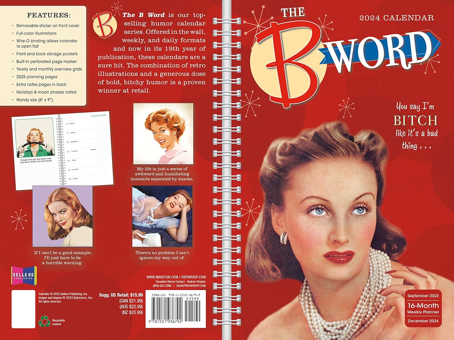 The B Word 2024 Weekly & Monthly Planner, 16Month