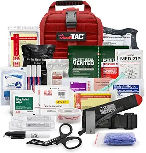 MediTac IFAK Trauma Kit with C-A-T Tourniquet, Chest Seal, Hemostatic Gauze, and Tactical Medical Bag