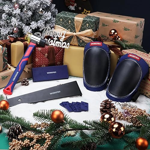 Miniatura 8 de WORKPRO Kit de Instalación de Pisos Laminados - Martillo de Goma con Mango de Fibra de Vidrio, Rodilleras, Barra de Tracción Resistente, Bloque de