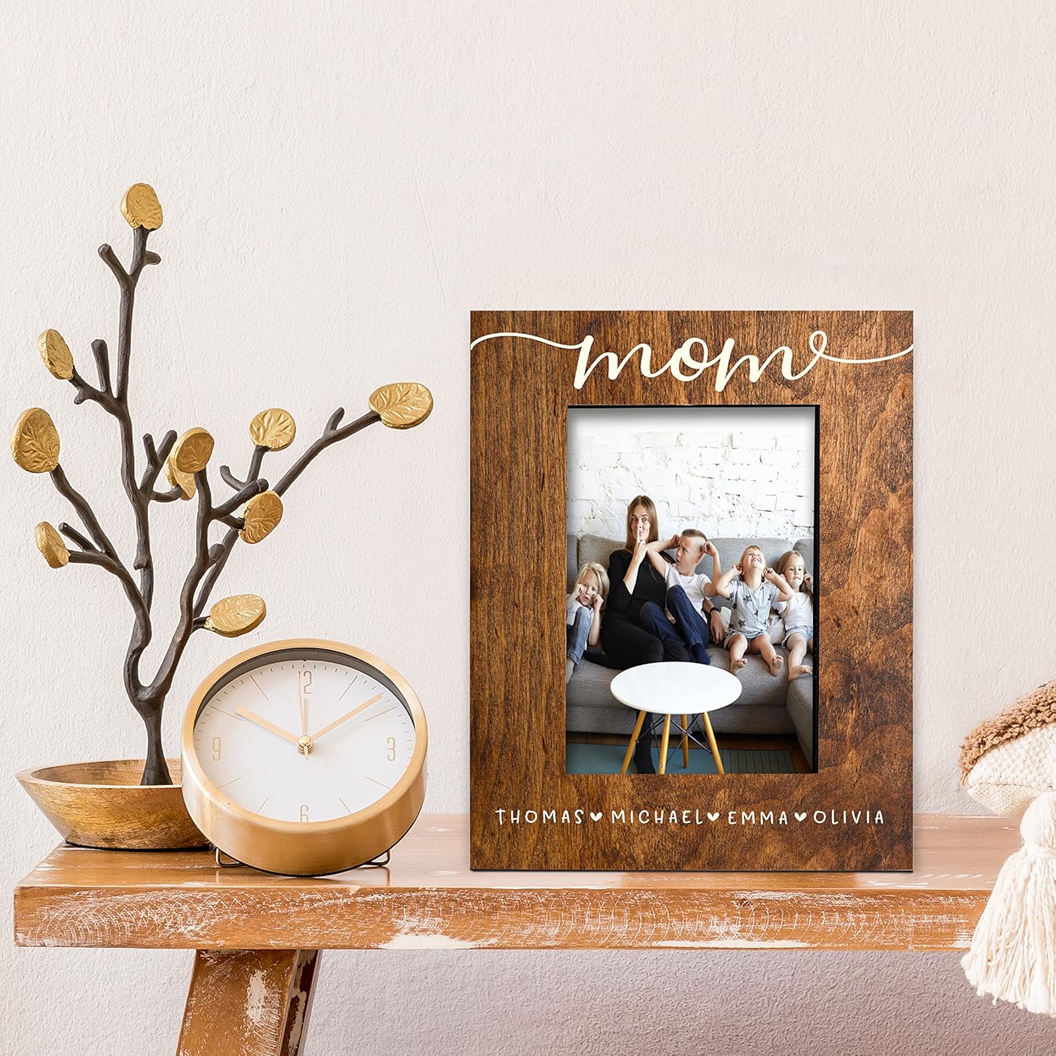 Gifts for Mom, Personalized Mom Picture Frame, 2 Sizes, 3 Wooden Colors, 2 Orientations, Birthday Gifts for Mothers
