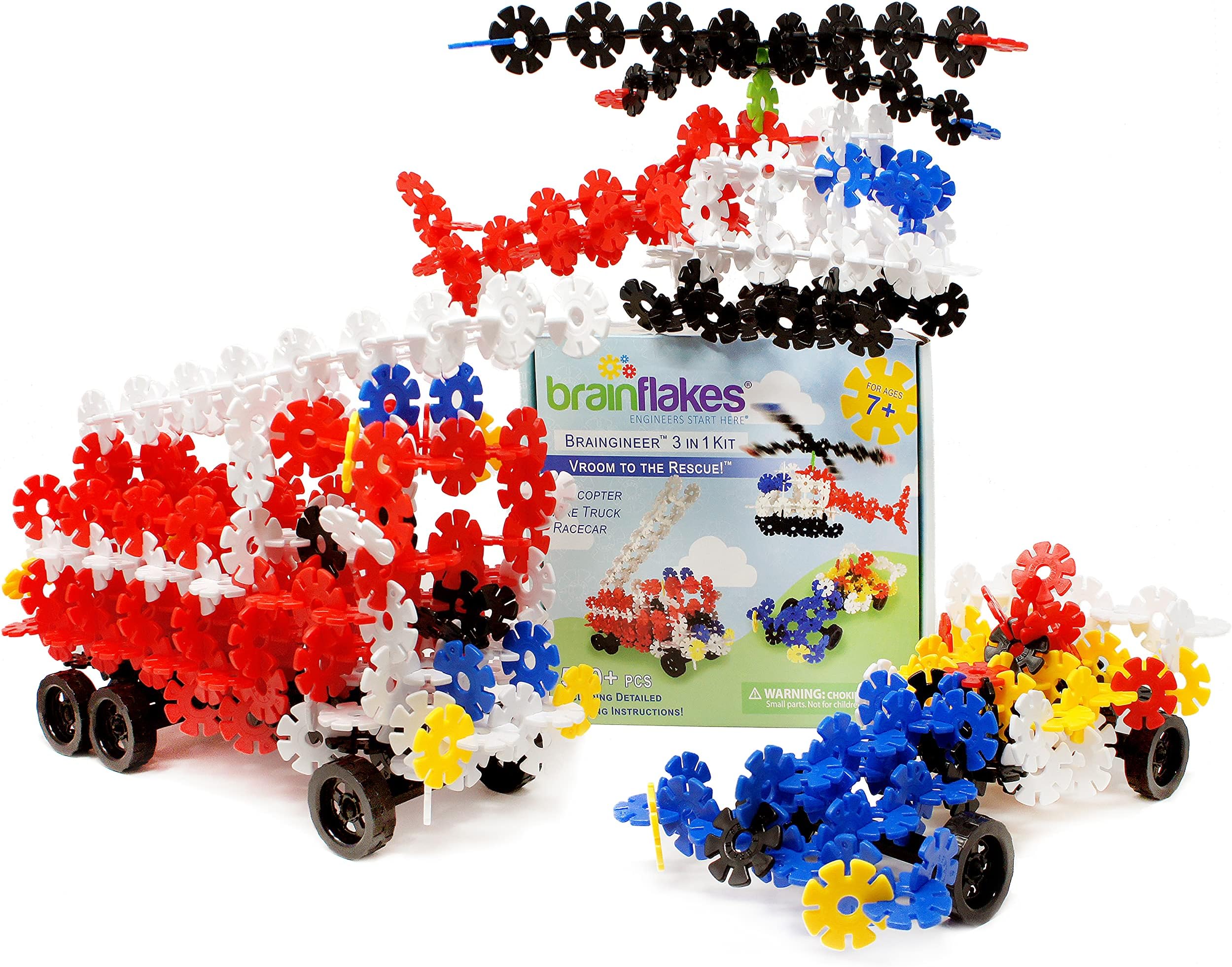 – Brain Flakes VIAHART Building Kit with Detailed Step by Step Instructions! | 580+ PCS to Build All 3 Vehicles! | Wheel Pieces & Special Parts are Included! | Ages 7+