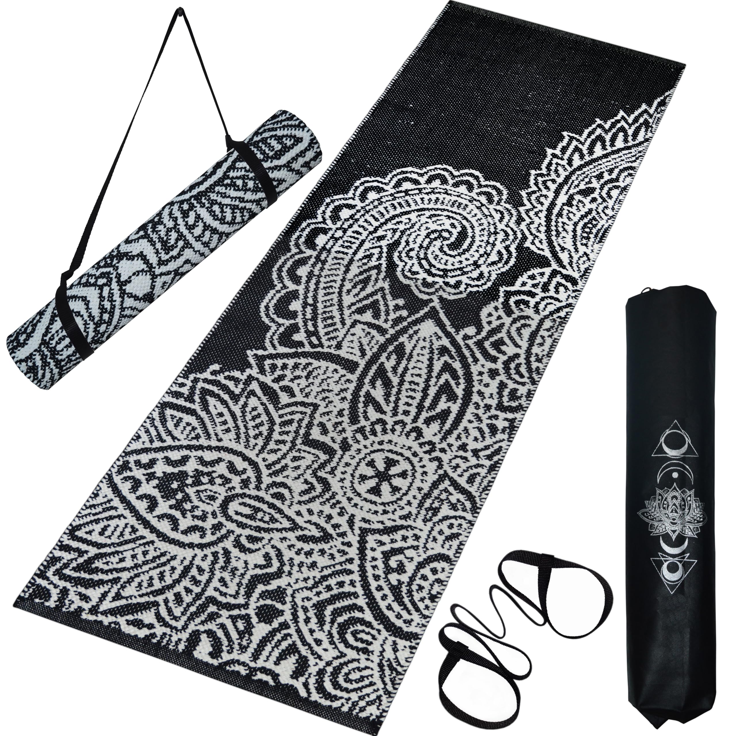 Luxe Looms - Handloom Cotton Yoga Mat for Women, Men. 2X6 Feet, 8 mm thickness, Strong Anti Slip Grip, Sweat Absorbing, Machine Washable, Exercise Mat for Home Workout. Color- Black (B0D49VGSXY) Amazon Price History, Amazon Price Tracker