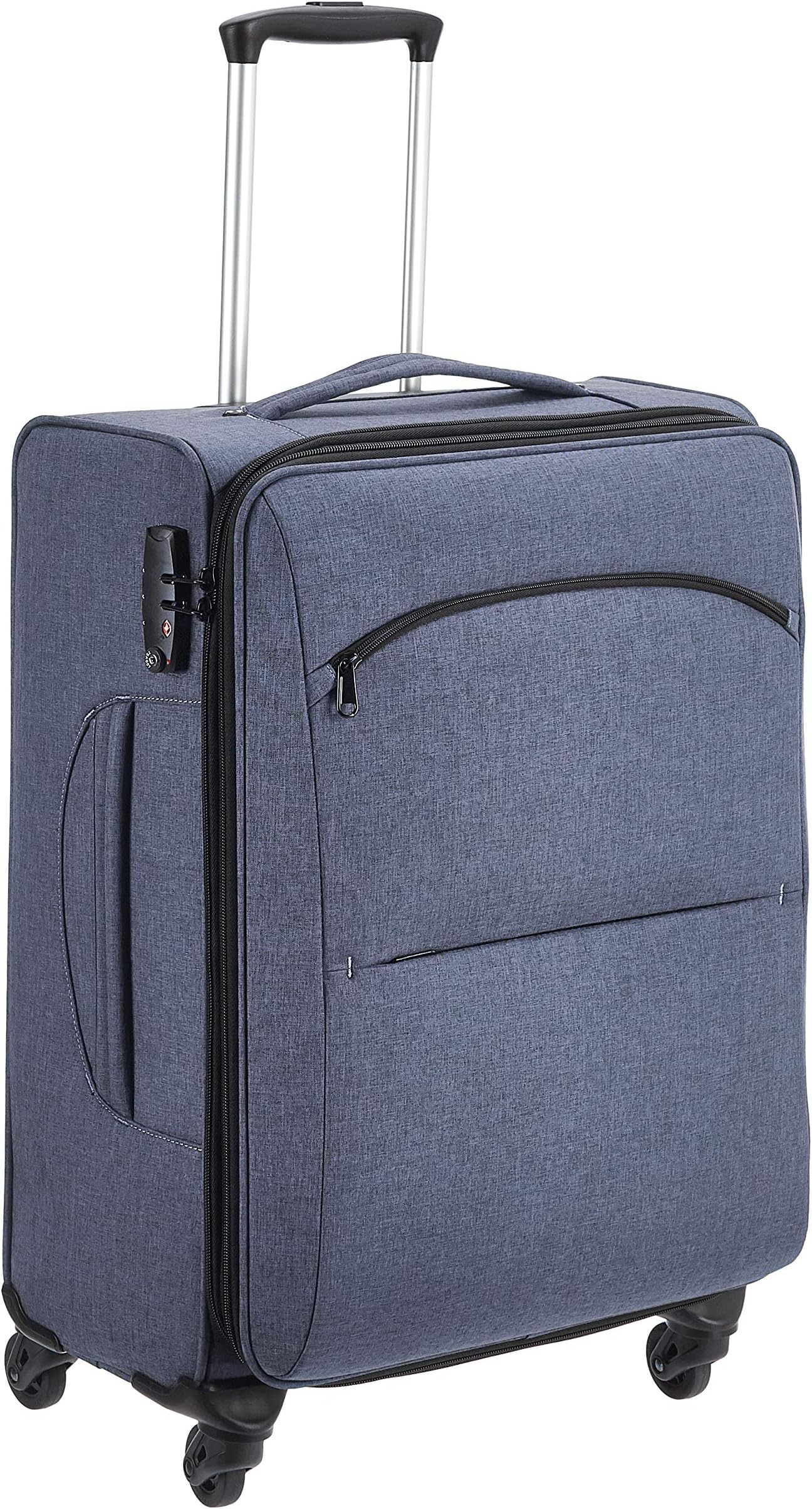Amazon Basics Urban Softside Spinner Luggage with Telescoping Handle, 25-Inch, Blue