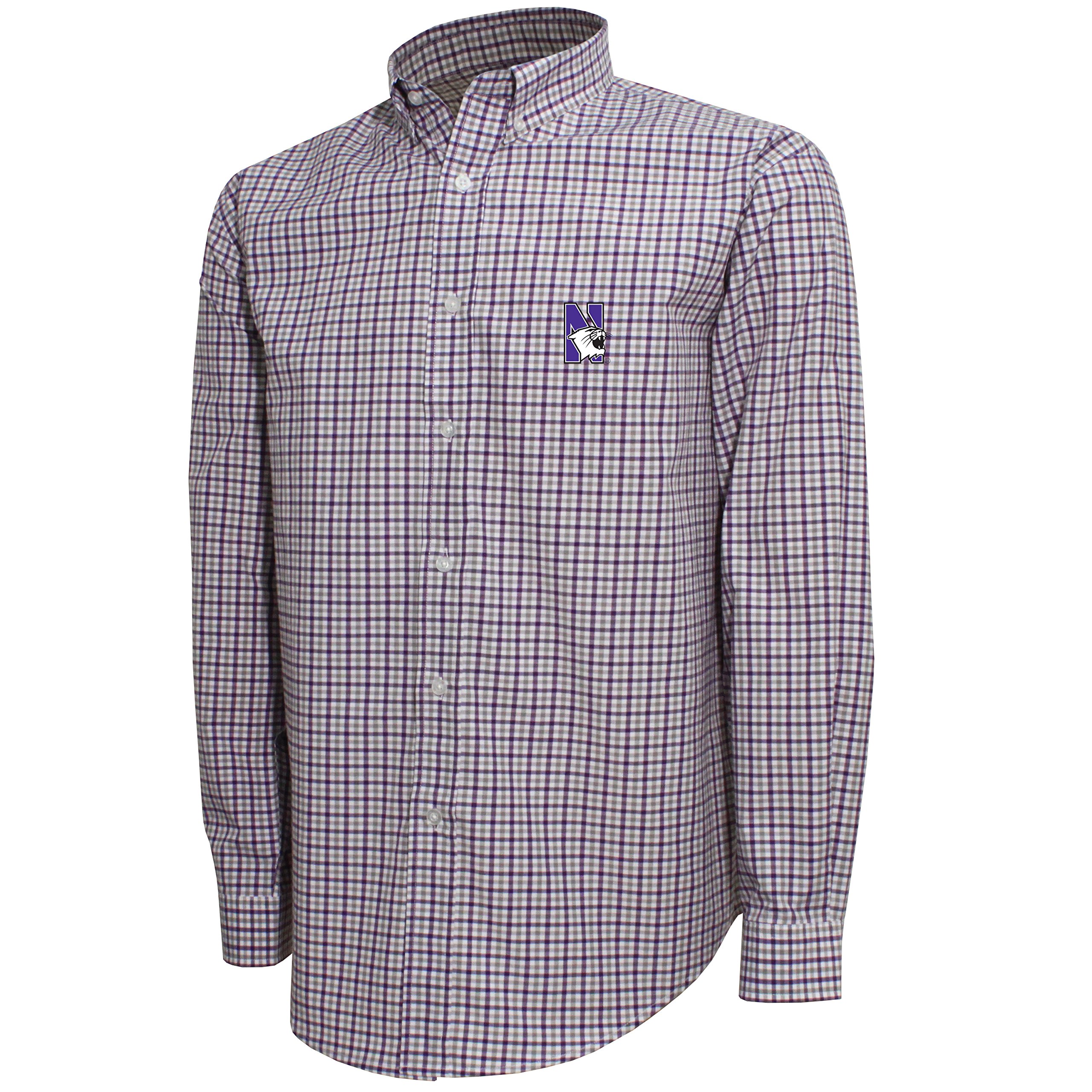 CrableNCAA Kansas State Wildcats Men's 3 Color Woven Polo Shirt, White/Purple/Platinum, Medium