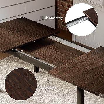 iPormis 7 Pieces Dining Table & Chairs Set for 4-6, 63 Extendable Kitchen Table and 6 Chairs, Dining Room Table with MDF Board & Metal Frame, Perfect for Small Space, Easy Clean, Espresso